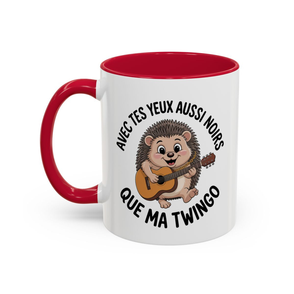 Tasse Hérisson Musicien 325ml – Mug Humour Français Twingo JuL – Cadeau Original Amis Collègues Céramique Noir Bleu Rouge