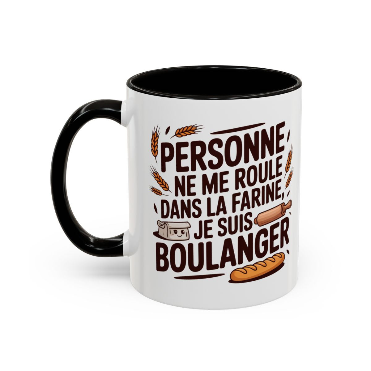 Mug Boulanger Humour Personne ne me roule dans la farine – Tasse Céramique Métier Boulanger – Cadeau Original Artisan