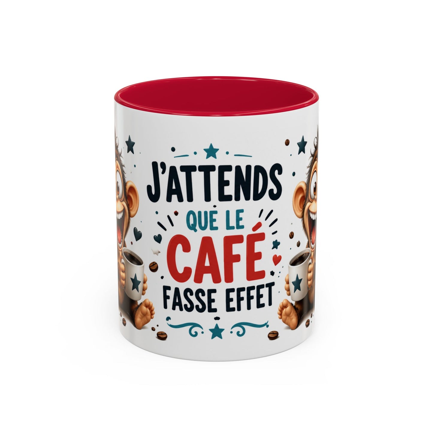 Tasse J’Attends Que Le Café Fasse Effet – Mug Humour Café Singe Drôle – Cadeau Original Homme Femme 325ml