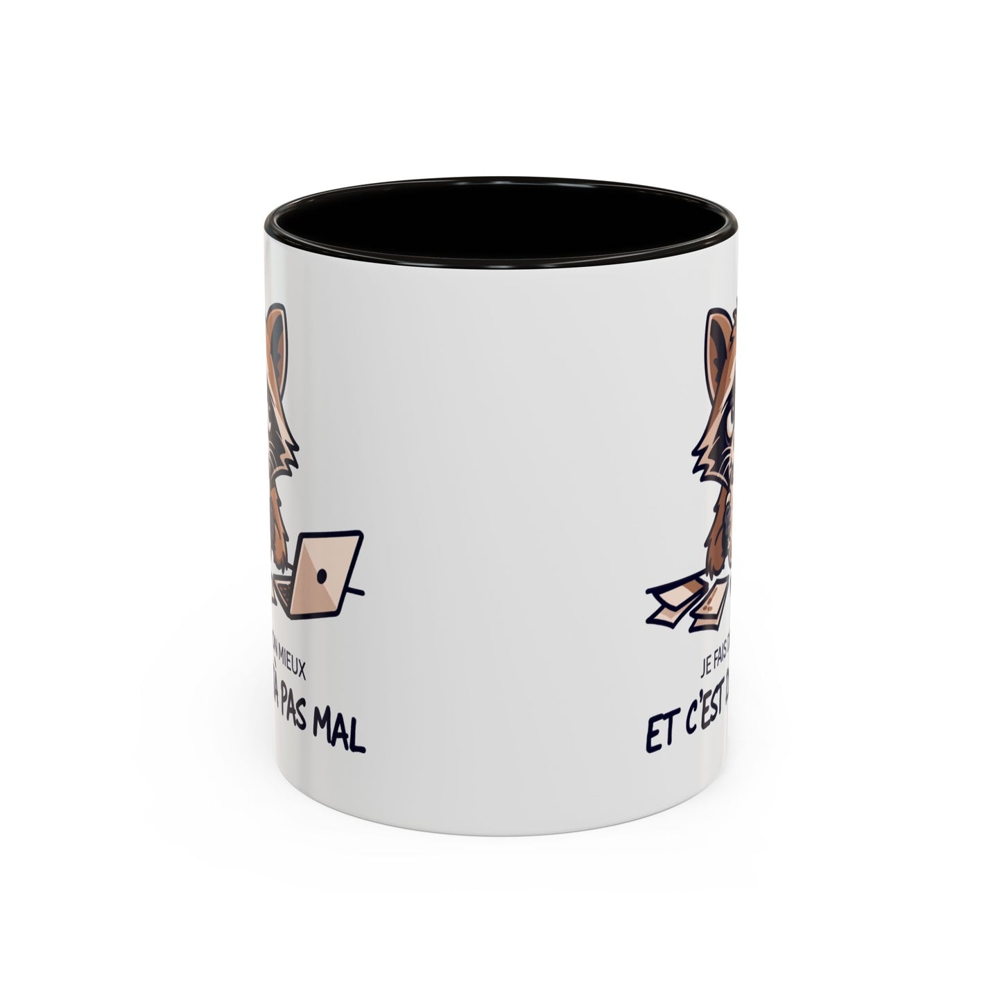 Mug Humoristique Raton Laveur – Je fais de mon mieux et c’est déjà pas mal – Tasse Café Motivation Positive 325ml