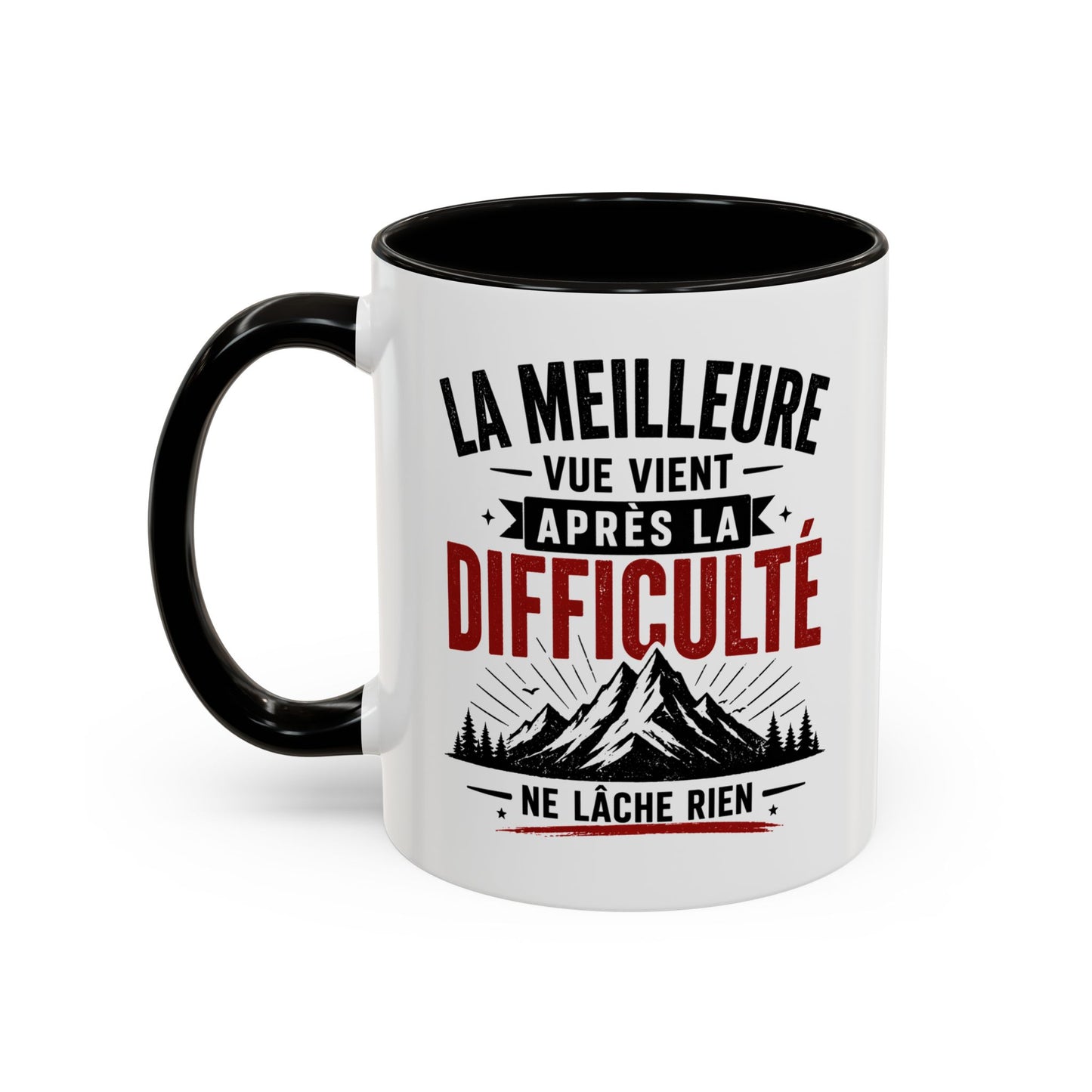 Mug Citation Motivation – La Meilleure Vue Vient Après la Difficulté – Cadeau Inspirant Sport Dépassement de Soi 325ml