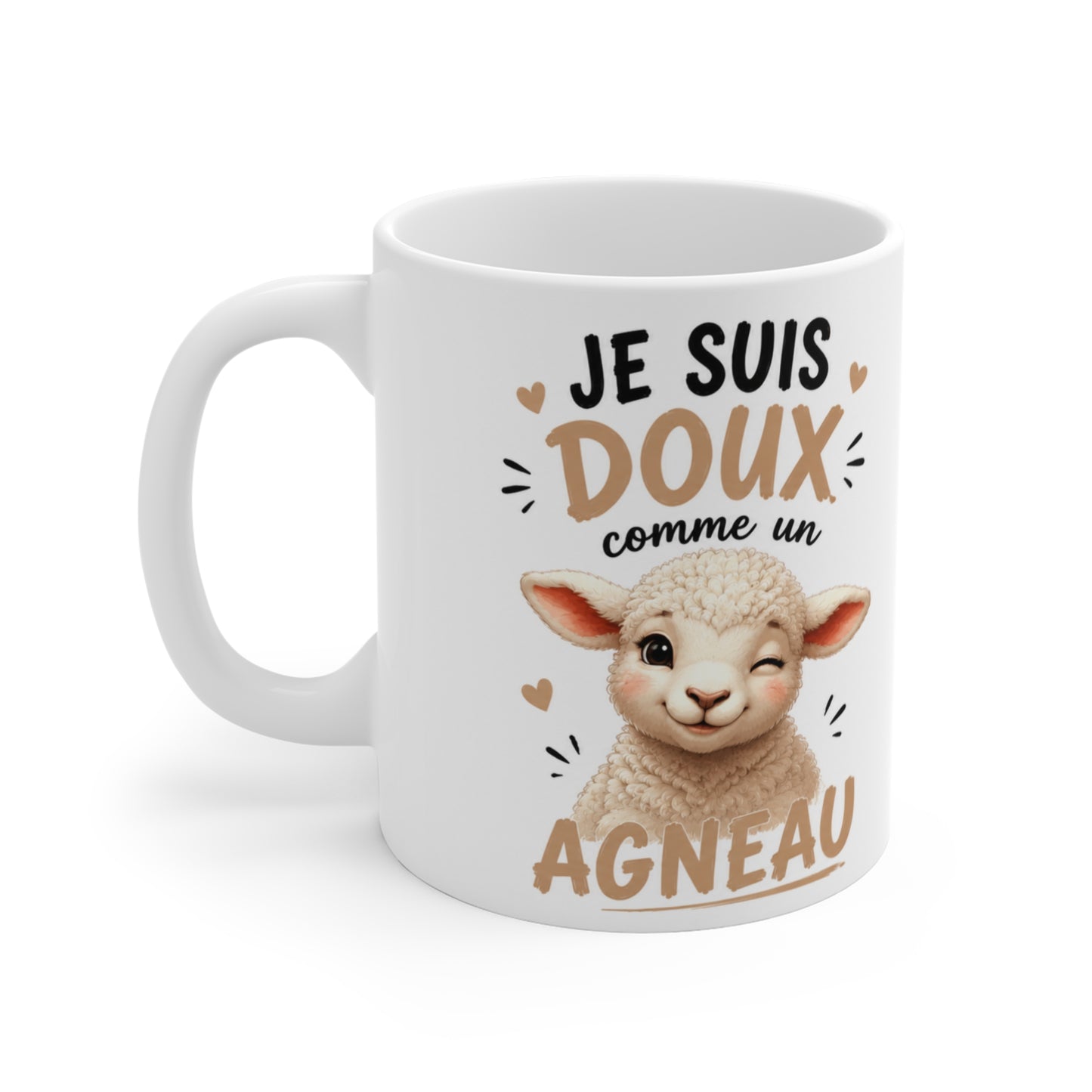Tasse Je Suis Doux Comme Un Agneau Mais Faut Pas Me Chercher – Mug Humour Tigre Agneau – Cadeau Original Drôle 325ml