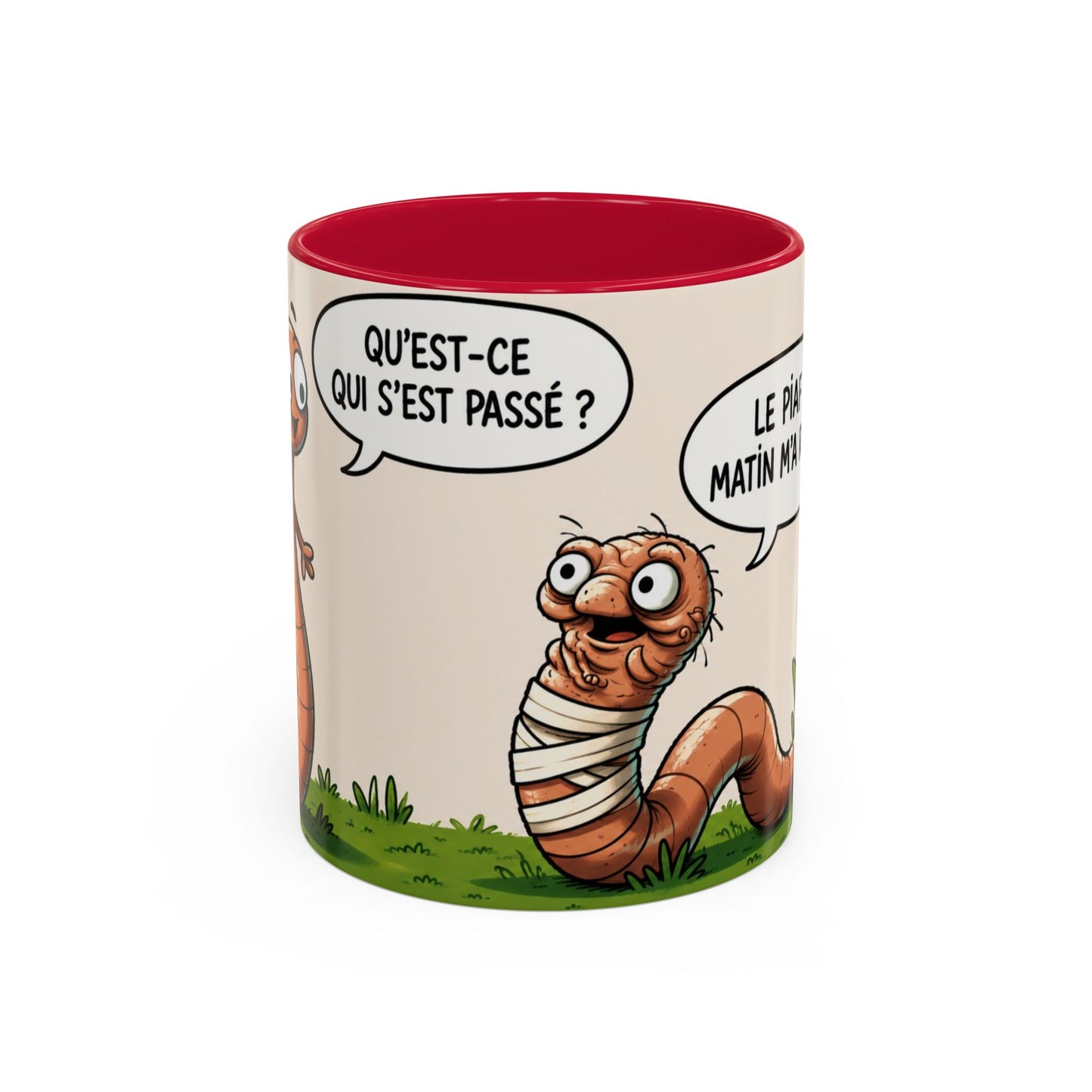 Tasse Ver de Terre Humoristique – Mug “Le Piaf Du Matin M’a Repéré” – Cadeau Drôle Homme Femme 325ml