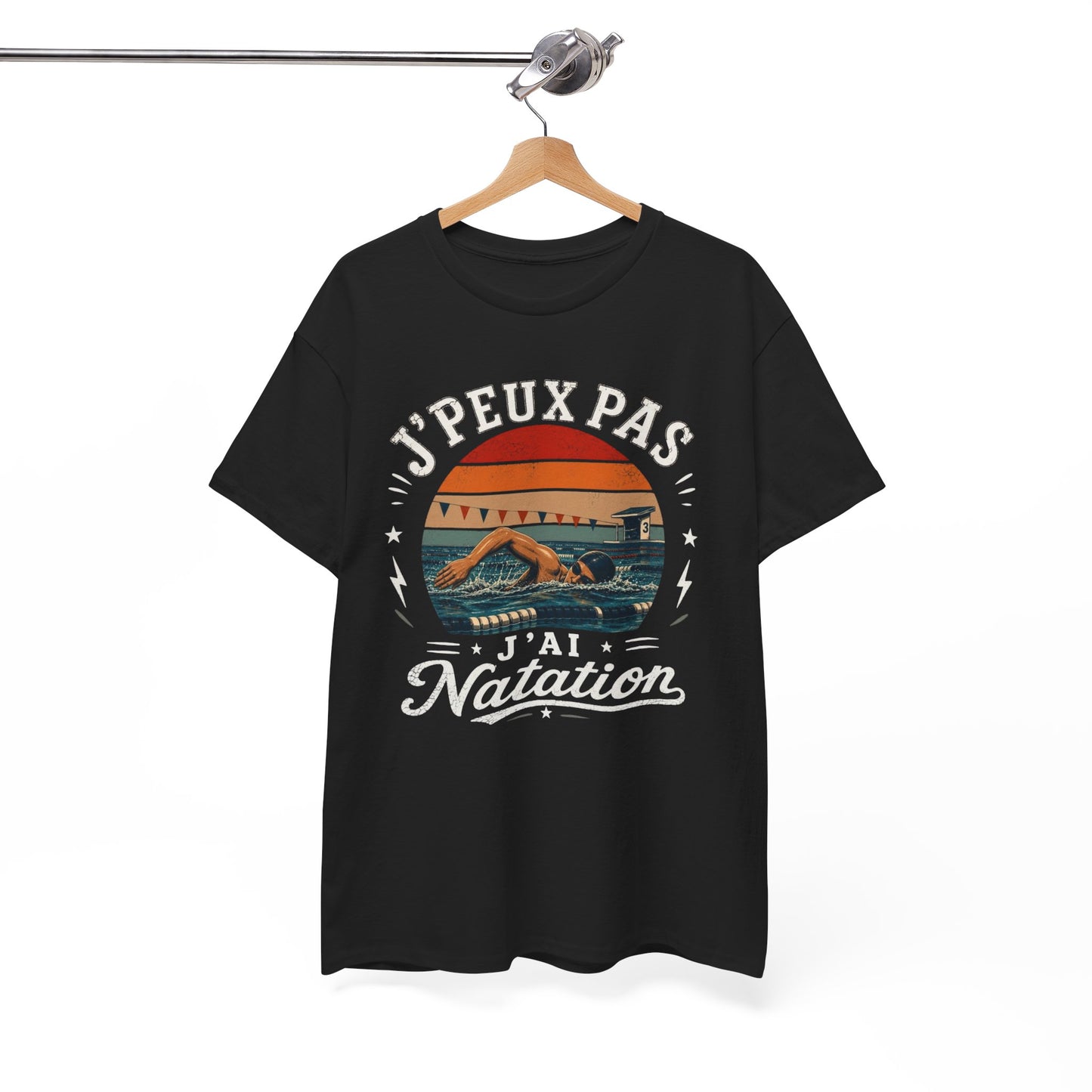 T-Shirt Homme – J’Peux Pas J’Ai Natation – Tee Shirt Nageur Piscine Crawl Entraînement Compétition Aquatique Sportif Cadeau Passion Sports Nautiques