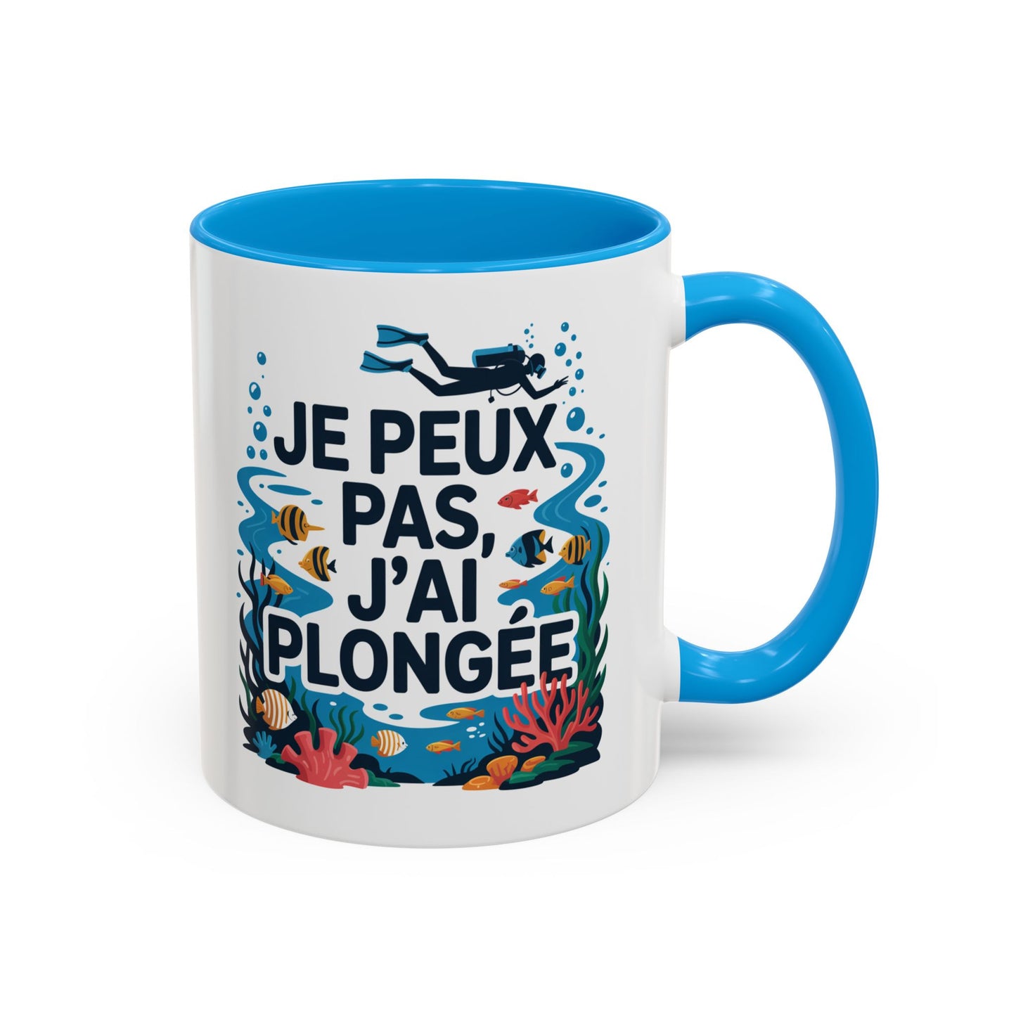 Mug Je peux pas j’ai plongée – Tasse Céramique Plongée Sous-Marine – Cadeau Plongeur & Passion Océan