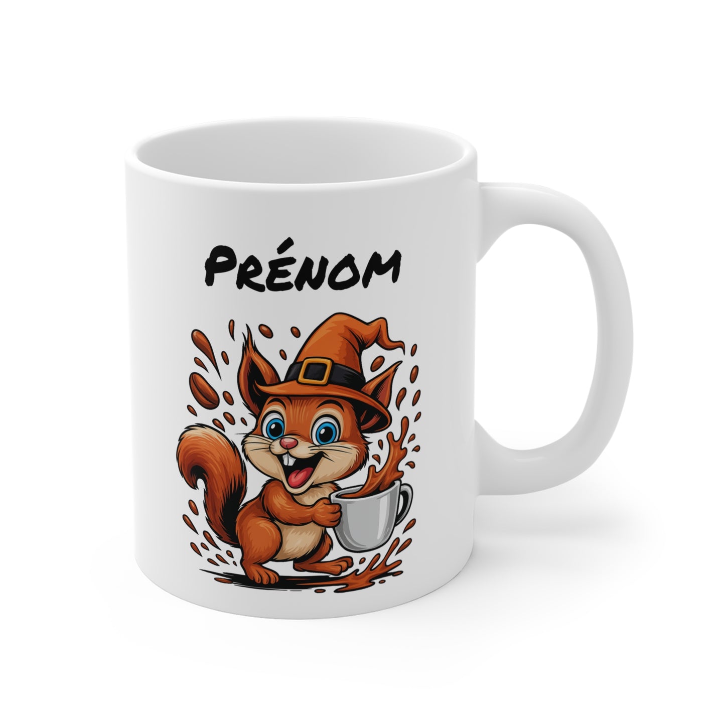 Tasse Personnalisable Écureuil Sorcière – Mug Halloween Prénom 325ml – Cadeau Fantaisie Original