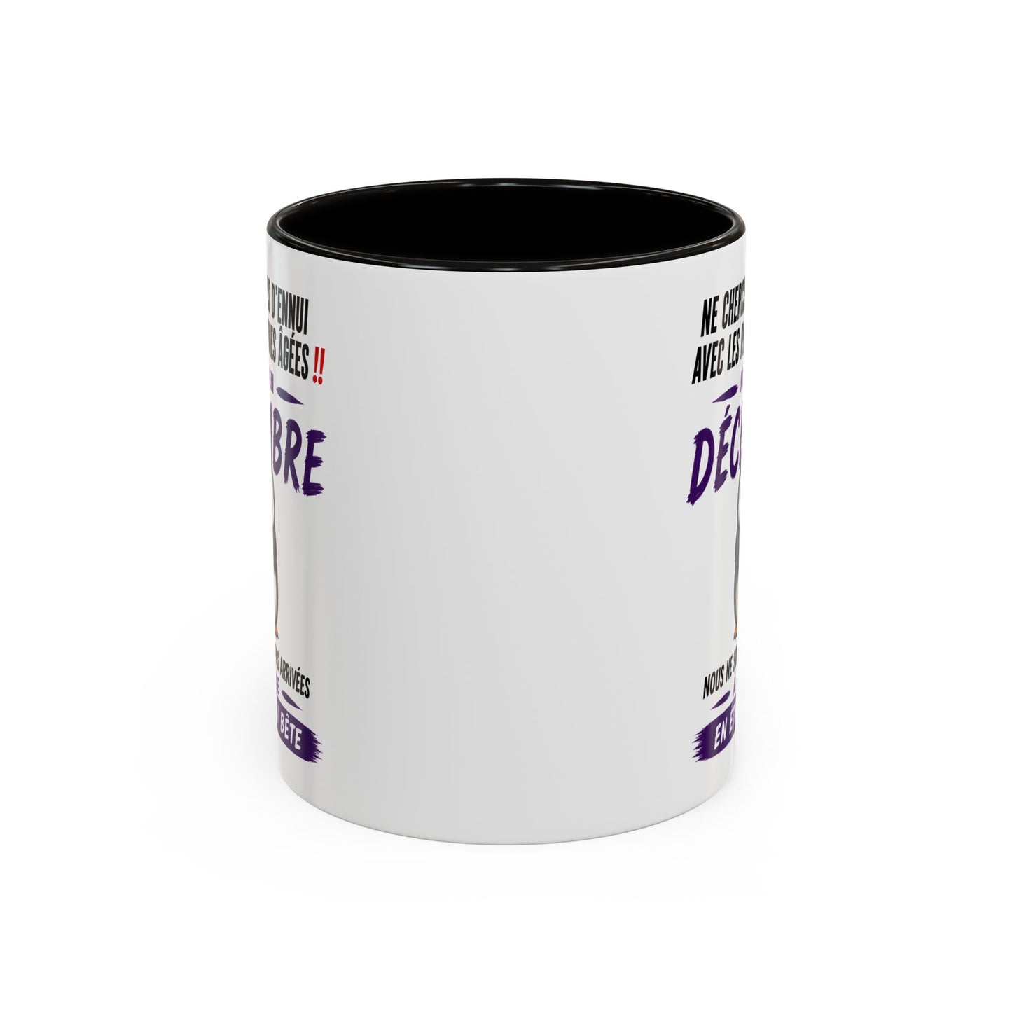 Tasse Humour Personnes Nées en Décembre – Mug Pingouin Drôle Senior Retraité – Cadeau Anniversaire Homme Femme 325ml