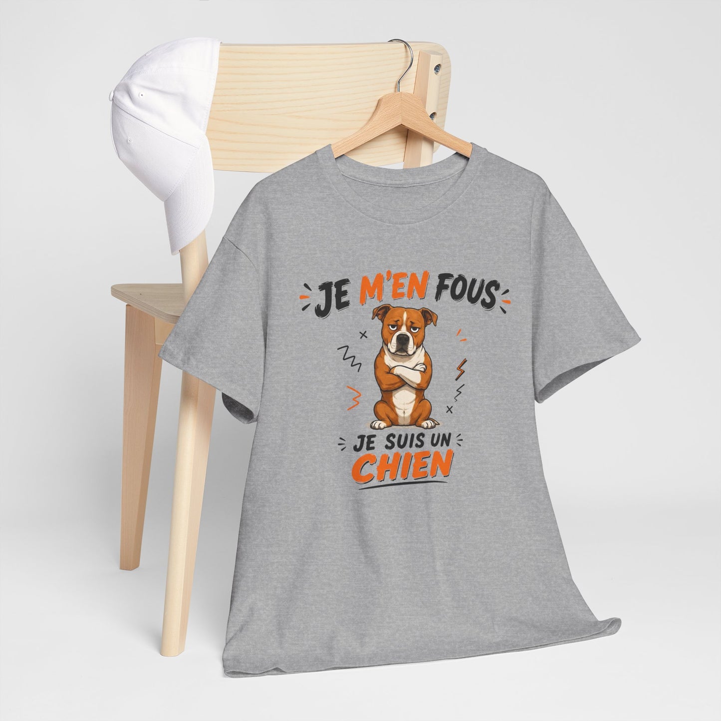 Tee-Shirt Je M’en Fous Je Suis Un Chien – Chien Drôle Humoristique – Cadeau Homme Femme Amoureux des Chiens