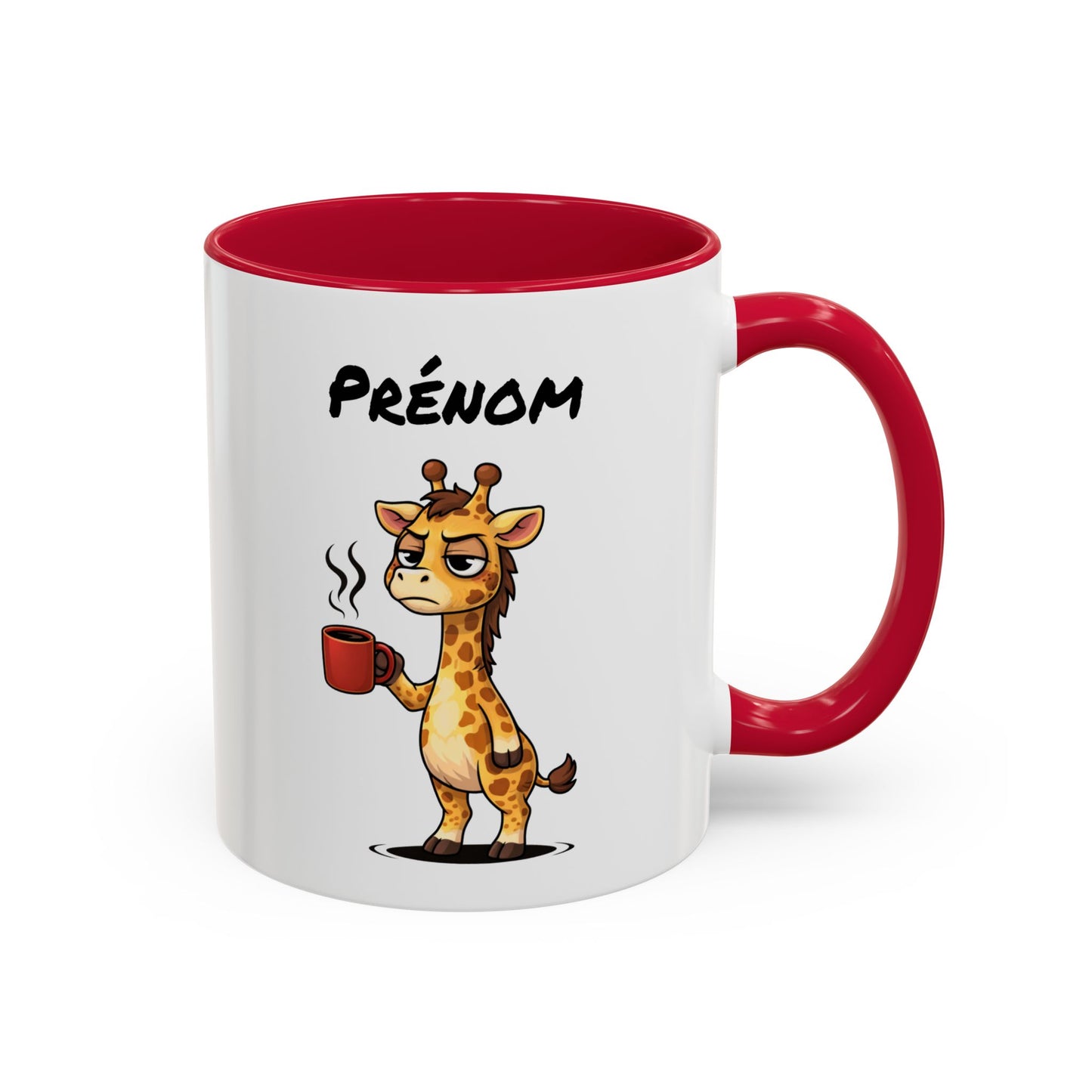 Mug Girafe Fatiguée Personnalisable 325ml – Tasse Café Drôle Prénom Cadeau Original