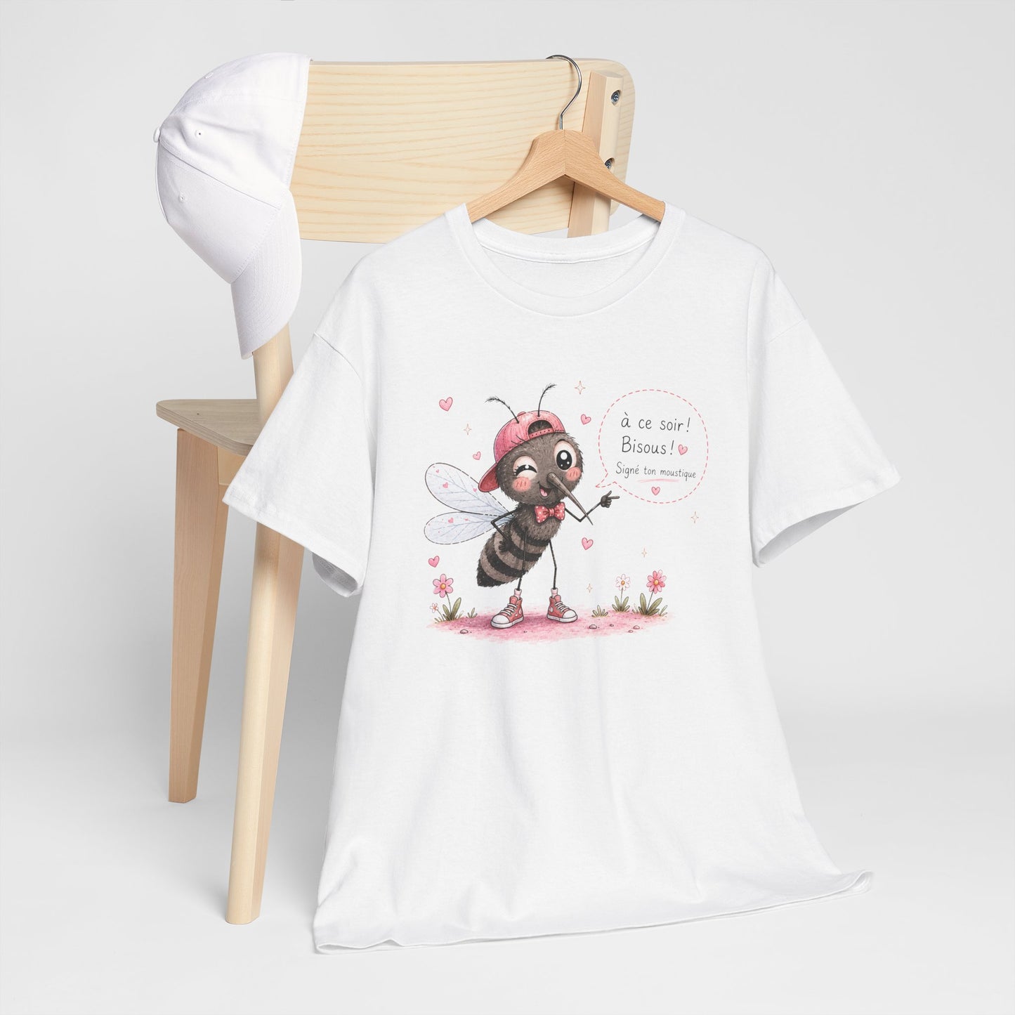Tee-Shirt Humour À Ce Soir Bisous Signé Ton Moustique – Cadeau Drôle Homme Femme – Design Original