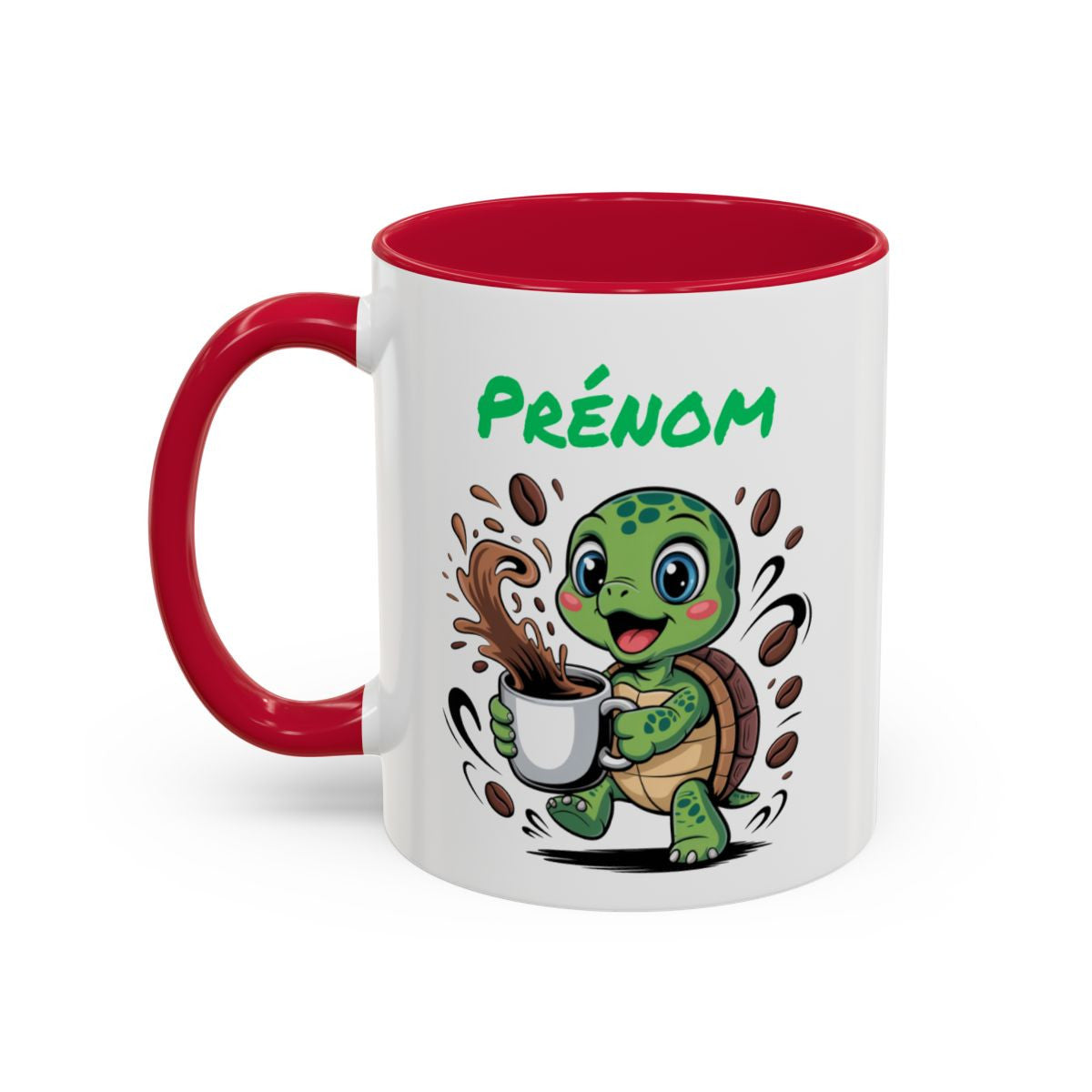 Mug Prénom Personnalisable Tortue – Tasse Céramique Mignonne Amoureux du Café – Cadeau Original Enfant Collègue Famille