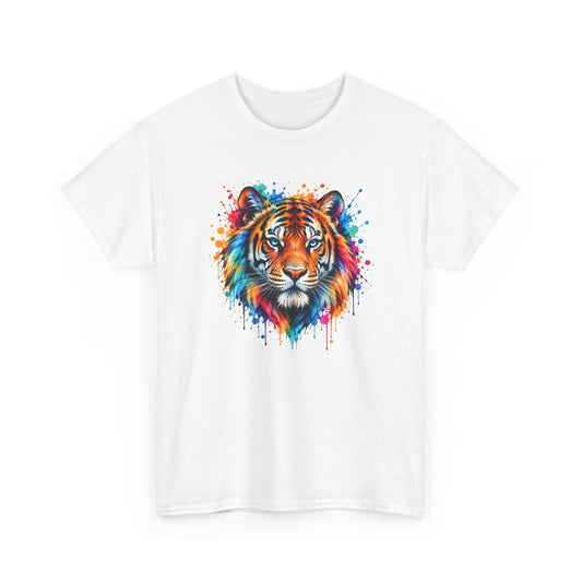 Tee Shirt Tigre Coloré Homme Femme – T-Shirt Tigre Style Aquarelle Multicolore – Cadeau Amoureux des Tigres et Animaux Sauvages