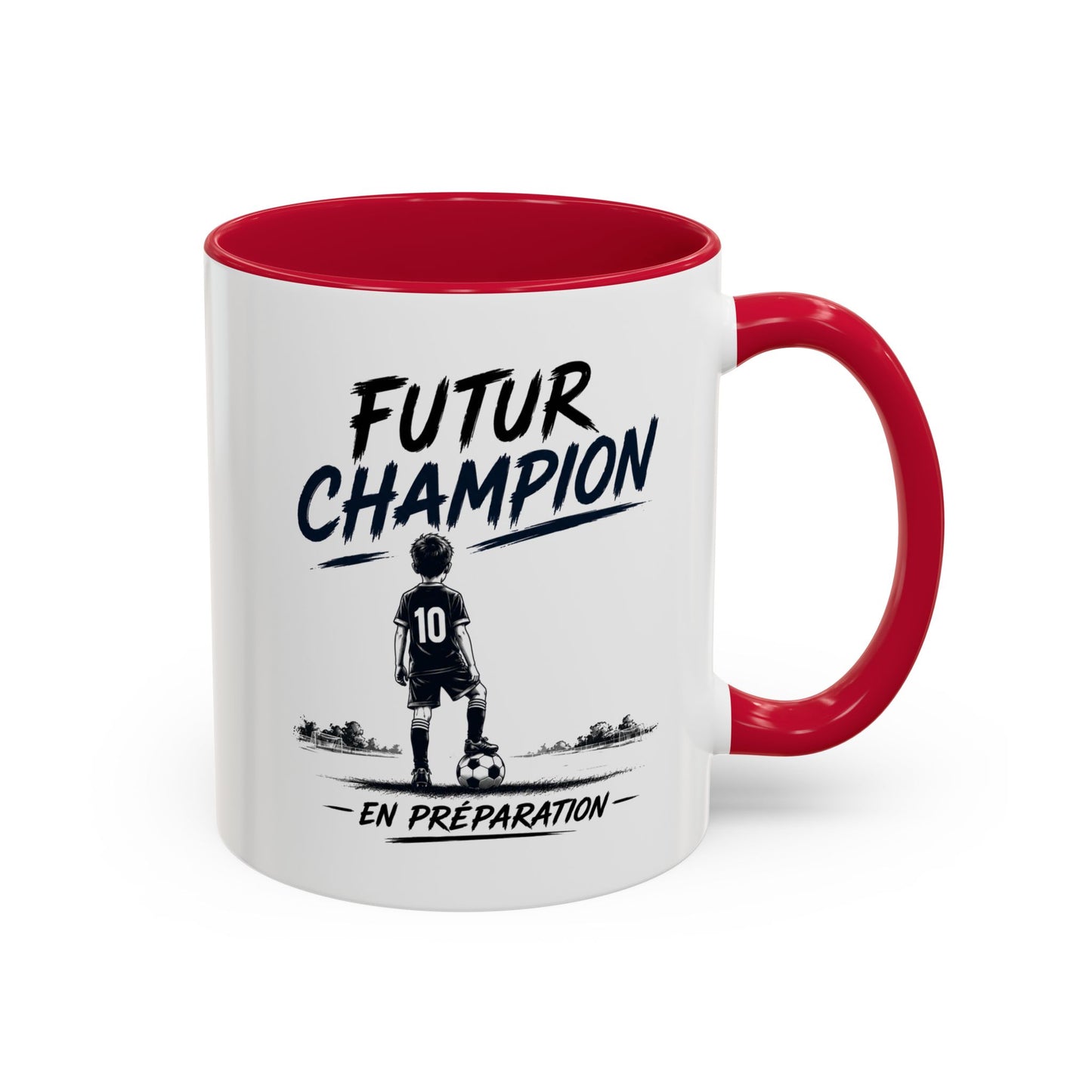 Mug Futur Champion en Préparation – Tasse Football Garçon Numéro 10, Cadeau Original pour Passionné de Foot, Idée Cadeau Anniversaire Noël Noir Bleu Rouge