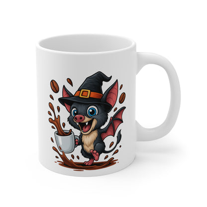 Tasse Chauve-Souris Sorcière Halloween – Mug Céramique Café 325ml – Cadeau Original Fantaisie