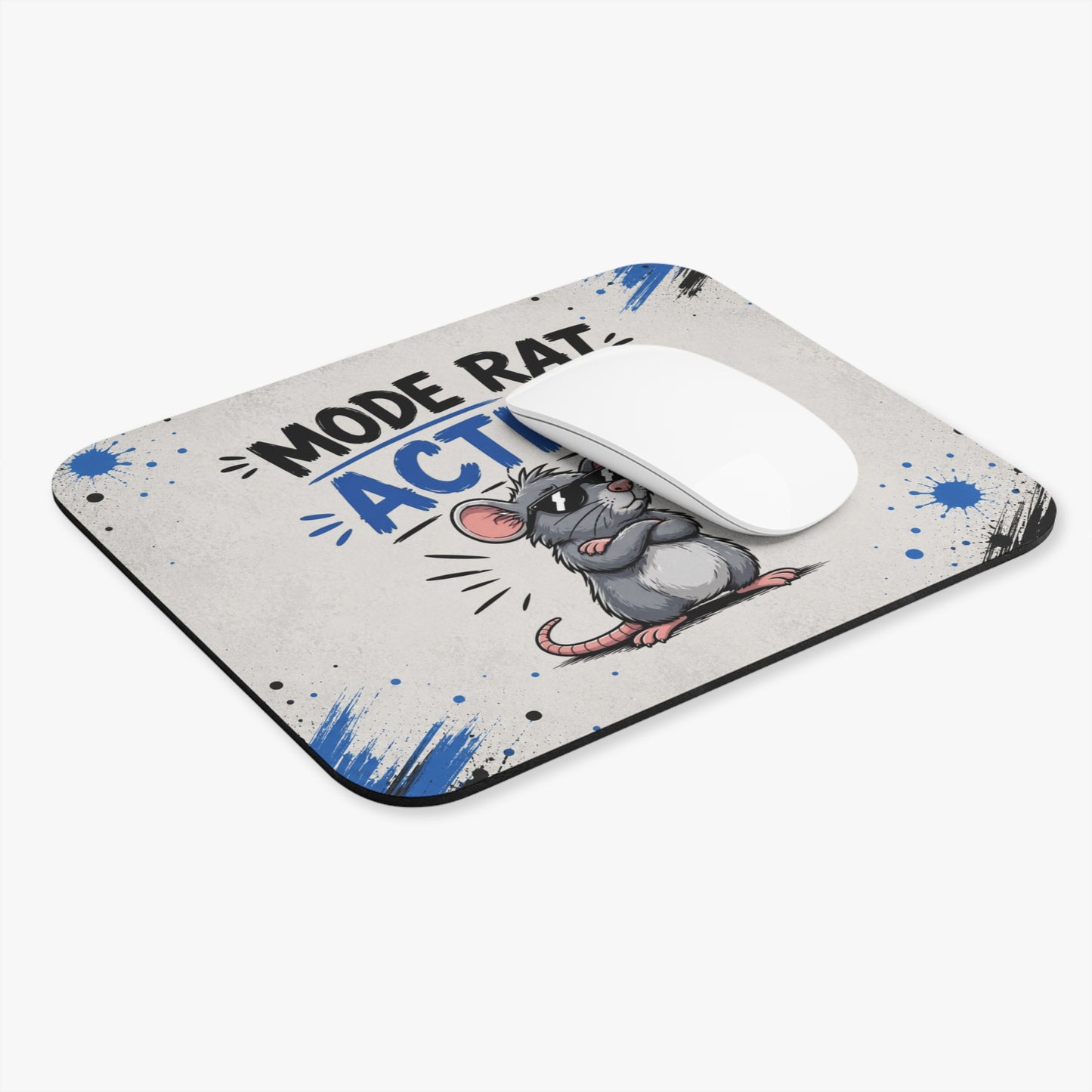 Tapis de Souris 22x18cm Rat Humour Mode Rat Activé Cadeau Homme Femme Bureau Gaming Animal Drôle