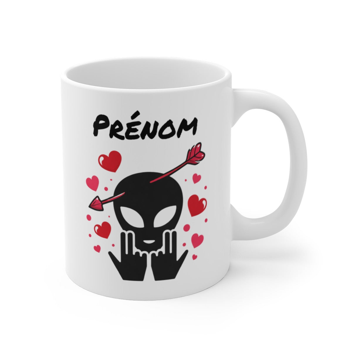 Mug Alien Signe JUL Saint Valentin OVNI Style Rap Français Cadeau Original et Fun 325ml Personnalisable