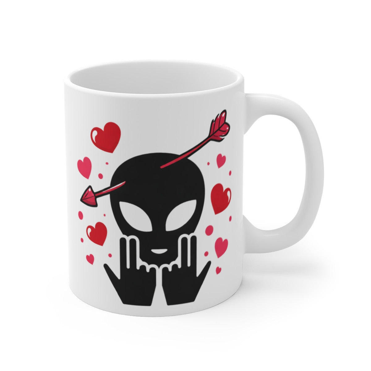 Mug Alien Signe JUL Saint Valentin OVNI Style Rap Français Cadeau Original et Fun 325ml