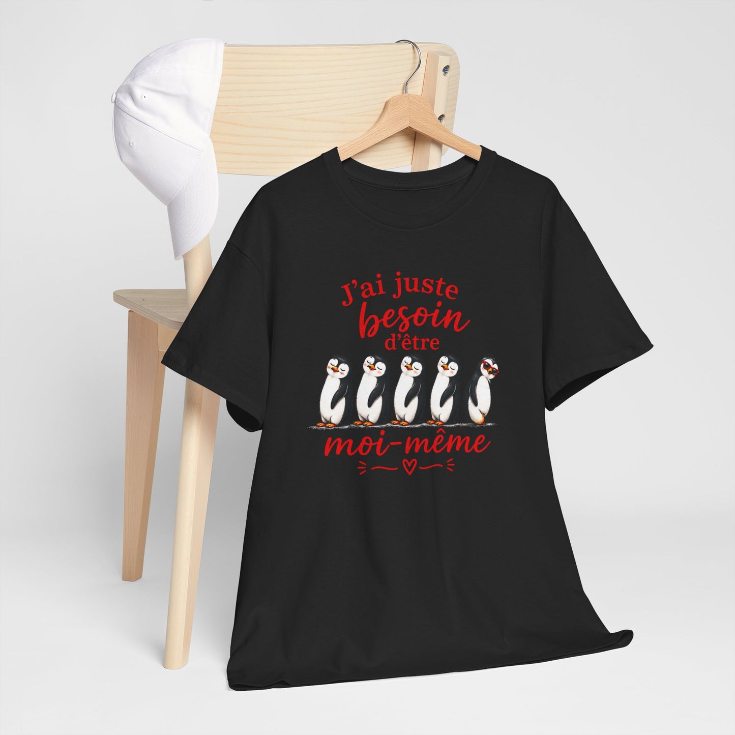 Tee-Shirt J’ai Juste Besoin d’Être Moi-Même – Pingouins Humour Mignon – Cadeau Homme Femme Original