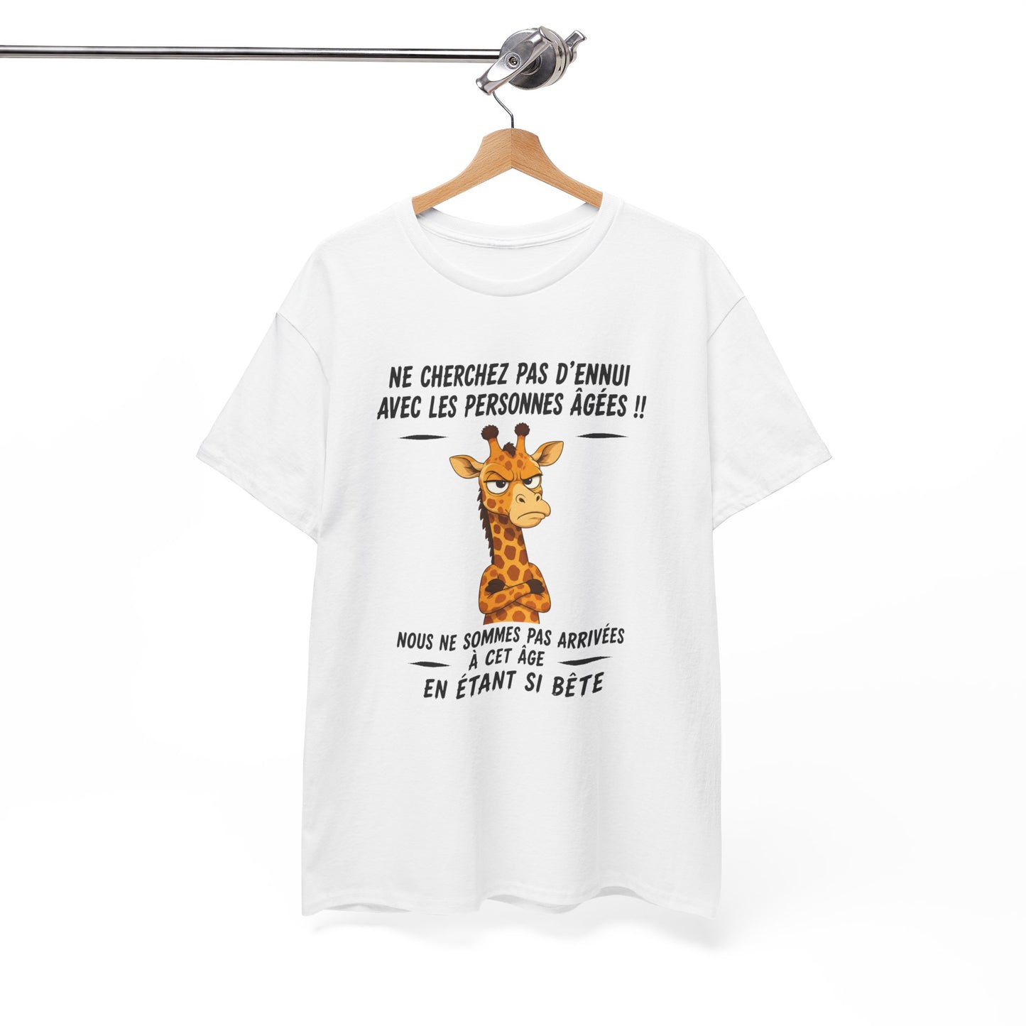 Tee-Shirt Humour Senior Retraité – Cadeau Homme Femme Personne Âgée – Girafe Drôle Anniversaire Retraite