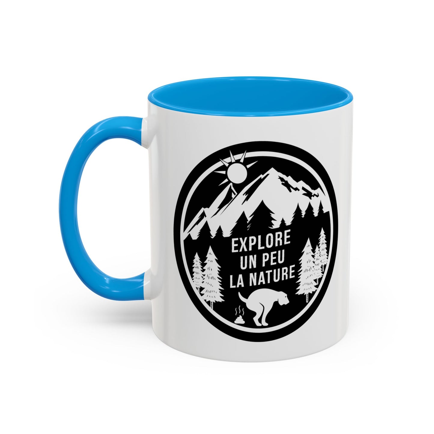 Mug Nature Homme et Femme – Tasse Chien Montagne Forêt Randonnée – Cadeau Amoureux des Animaux et Grands Espaces – Idée Cadeau Camping Aventure Plein Air – 325 ml Noir Bleu Rouge