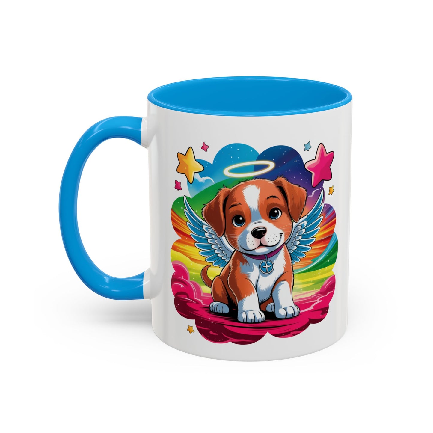 Mug Chiot Ange avec Ailes et Halo – Tasse Kawaii Colorée Cadeau Original Amoureux des Chiens – Céramique 325ml