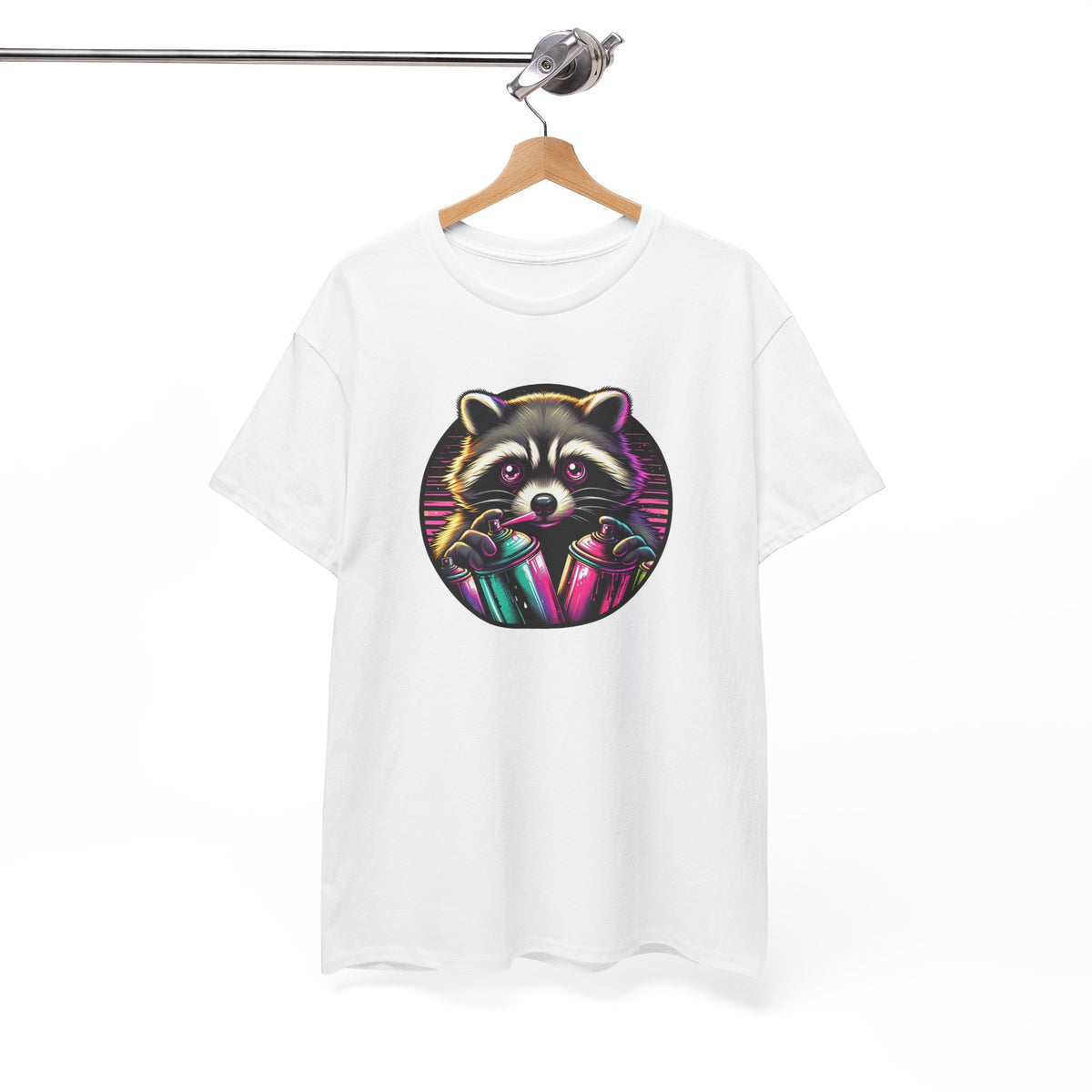 Tee Shirt Raton Laveur Graffiti Homme Femme – T-Shirt Animal Street Art Bombes de Peinture – Design Urbain Coloré