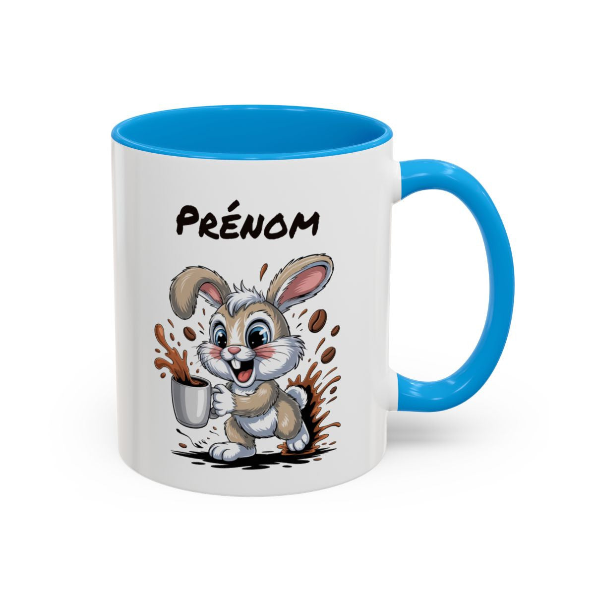Mug Personnalisé Prénom Lapin – Tasse Céramique Humour Café – Cadeau Original Enfant & Adulte