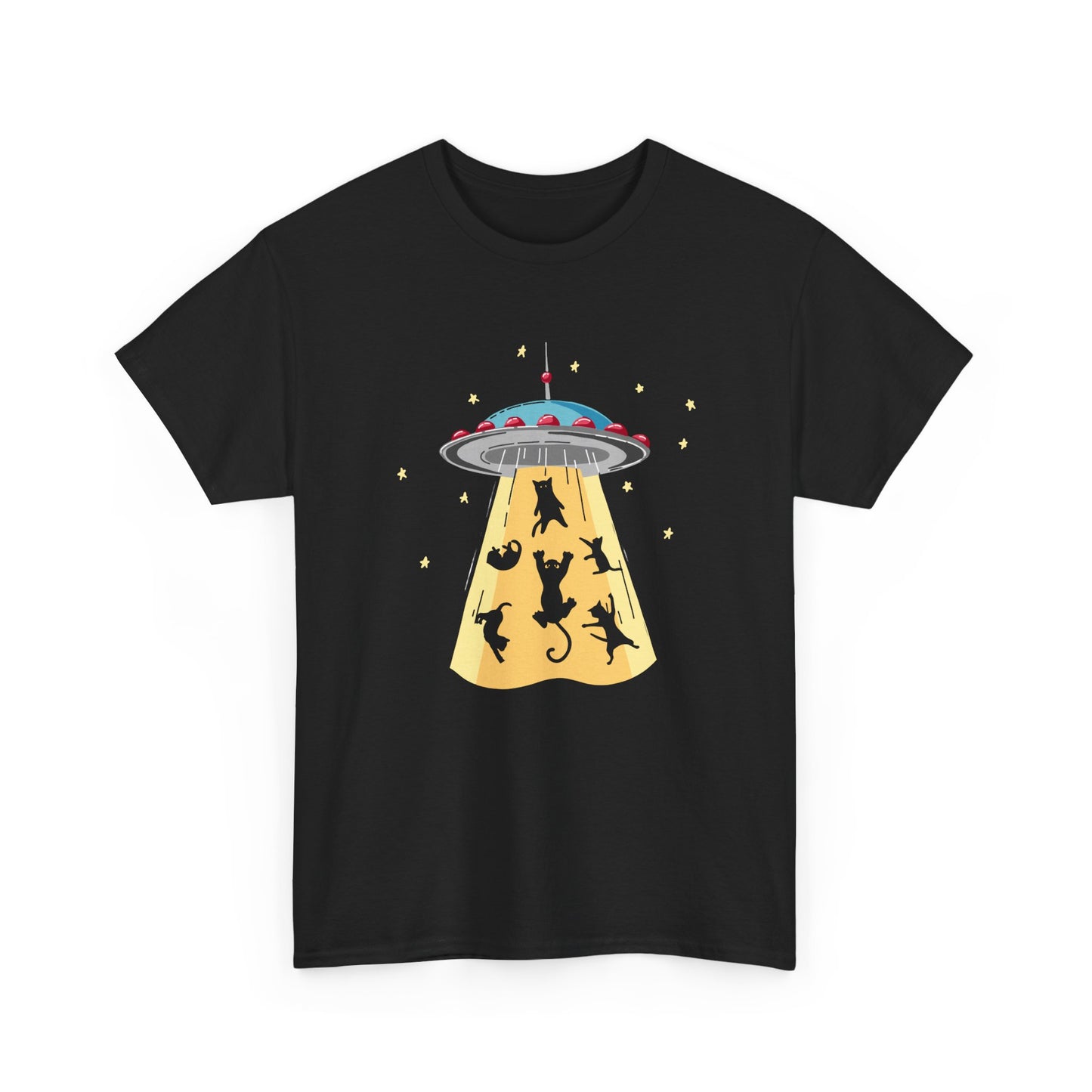 Tee Shirt Chat Homme Femme – OVNI Extraterrestre Espace – Idée Cadeau Amoureux des Chats Humour Science-Fiction
