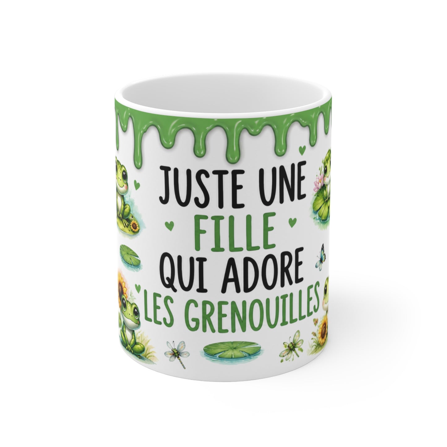 Tasse Juste Une Fille Qui Adore Les Grenouilles – Mug Grenouille Kawaii Mignon Fleurs Nénuphar – Cadeau Femme Fille 325ml
