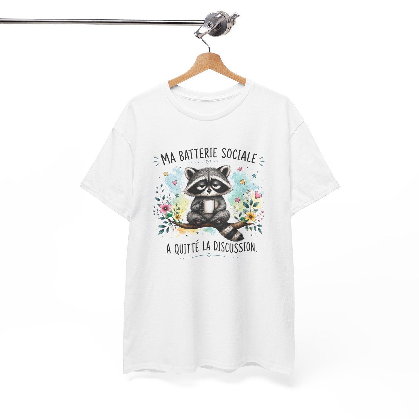 Tee-Shirt Humour Homme et Femme – Raton Laveur Drôle Fatigué – Idée Cadeau Original Introverti Animal Mignon Anniversaire