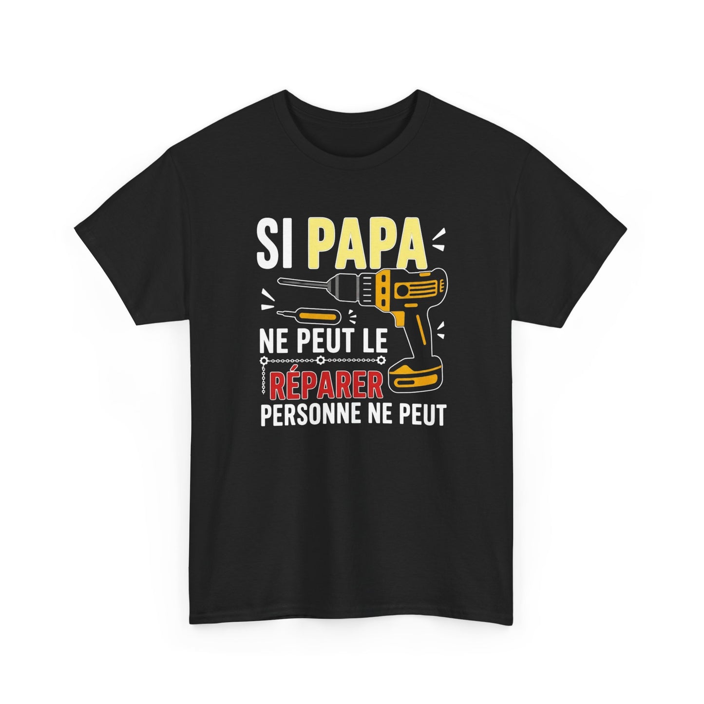 Tee-Shirt Papa Bricoleur Humour – Cadeau Père Bricolage Atelier Outils Perceuse Homme