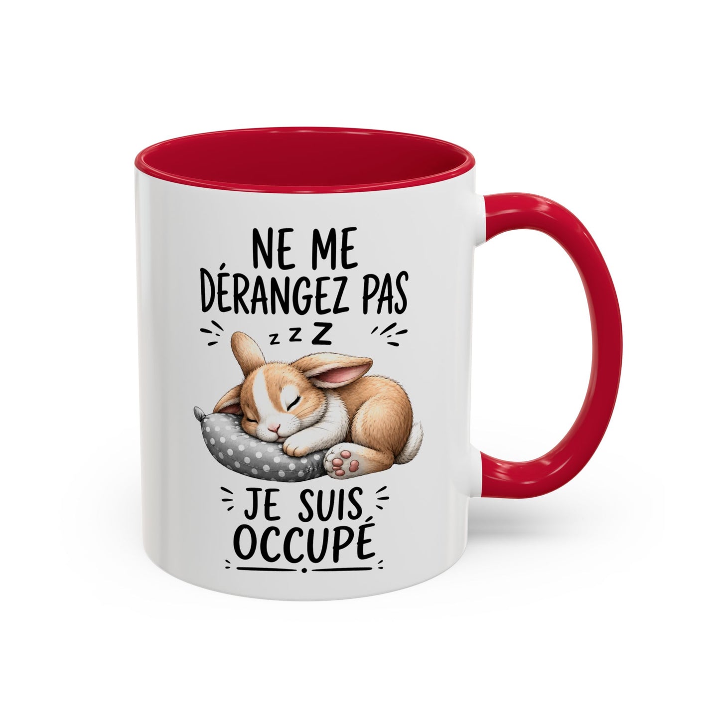 Tasse Humoristique Lapin Dormeur – “Ne Me Dérangez Pas Je Suis Occupé” – Mug Animal Mignon et Drôle 325ml