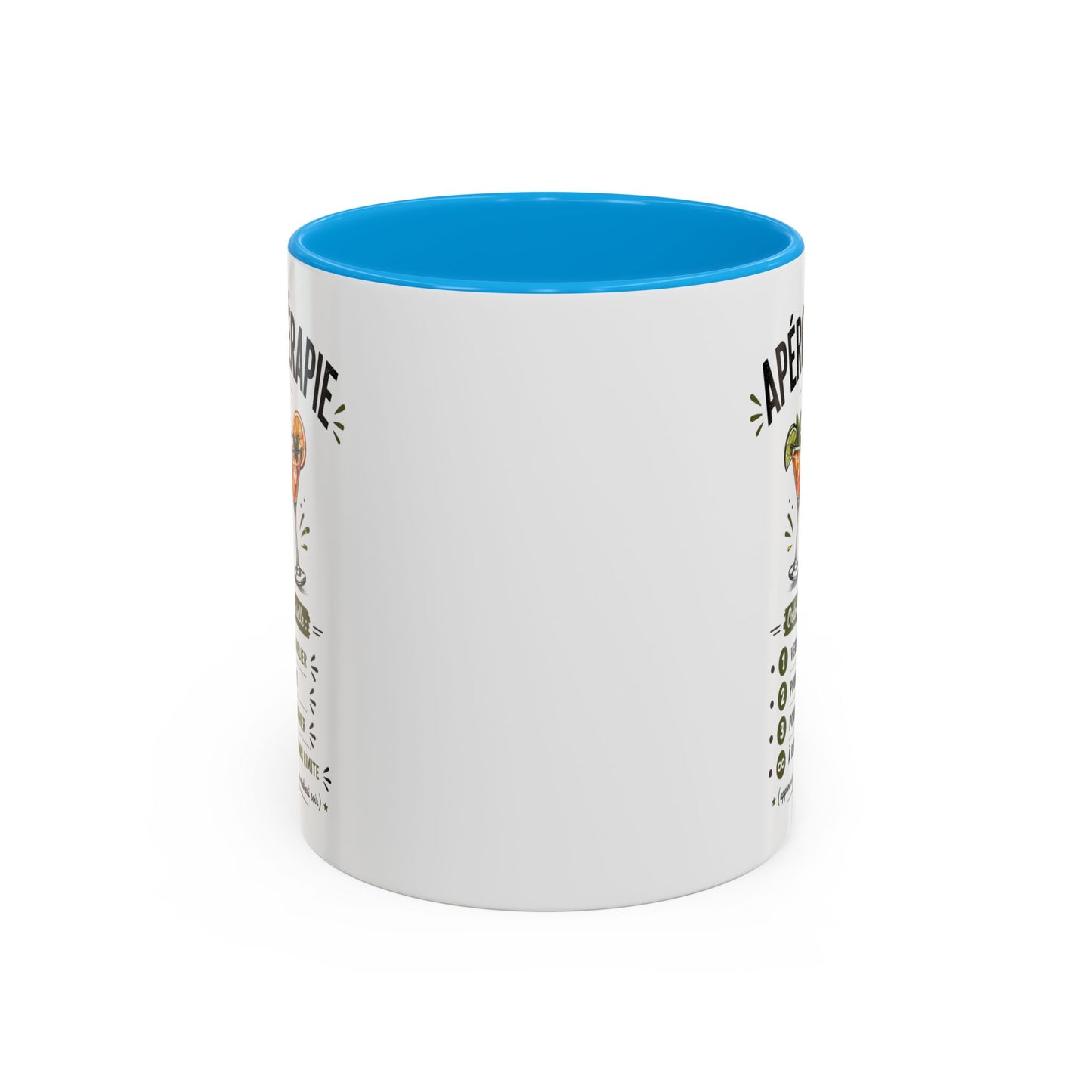 Mug Apérothérapie Drôle – Tasse Cocktail et Apéro Humoristique – Cadeau Original Amateur de Cocktails – Céramique 325ml Noir Bleu Rouge
