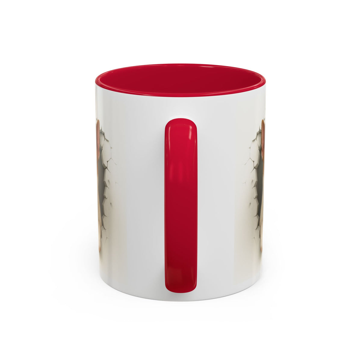 Mug Bull Terrier Effet Mur Cassé – Tasse Chien 3D Trompe-l’œil – Cadeau Original Amoureux du Bull Terrier noir bleu rouge
