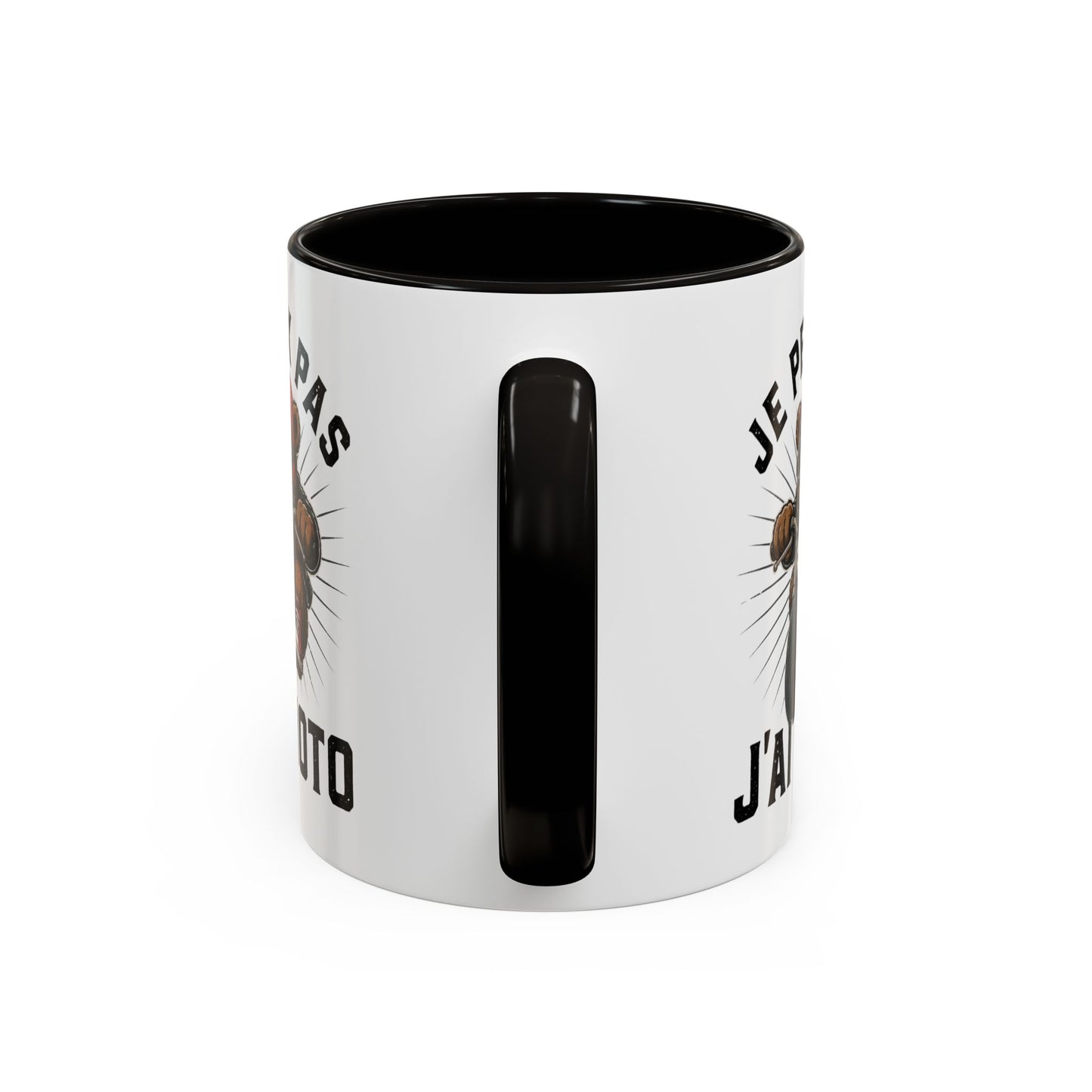 Mug Je Peux Pas J’ai Moto – Tasse Ours Motard Drôle Vintage – Cadeau Original Passionné de Moto et Biker – Céramique 325ml Noir Bleu Rouge