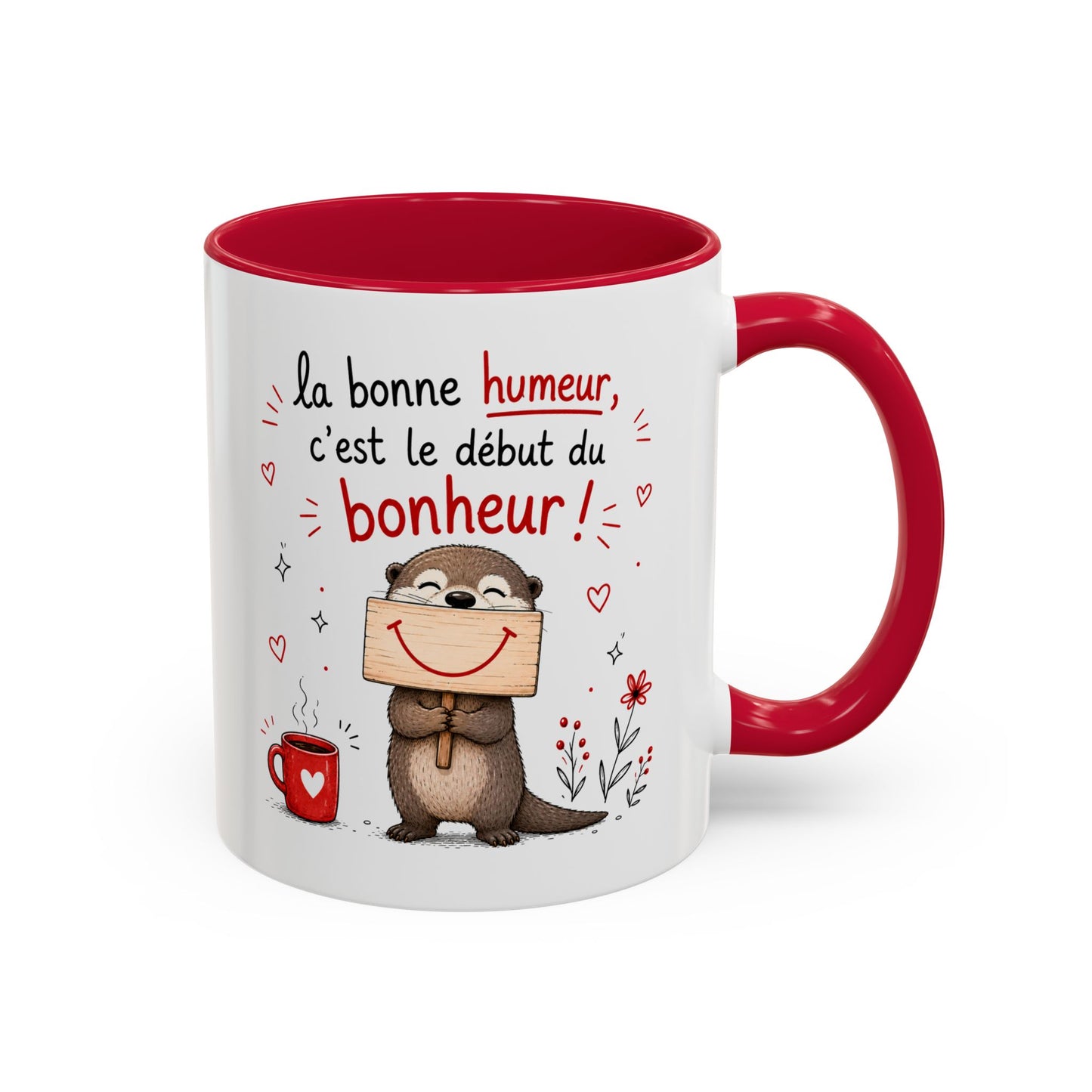 Tasse La Bonne Humeur c’est le Début du Bonheur – Mug Loutre Positive – Cadeau Motivation Homme Femme 325ml
