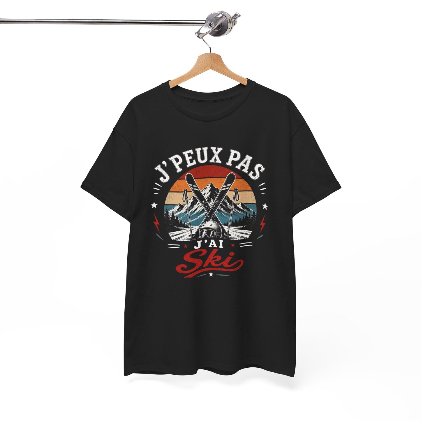 T-Shirt Ski Homme Femme – J’Peux Pas J’Ai Ski – Tee Shirt Vintage Sports d’Hiver Montagne Skieur Skieuse Station de Ski Cadeau Passion Glisse