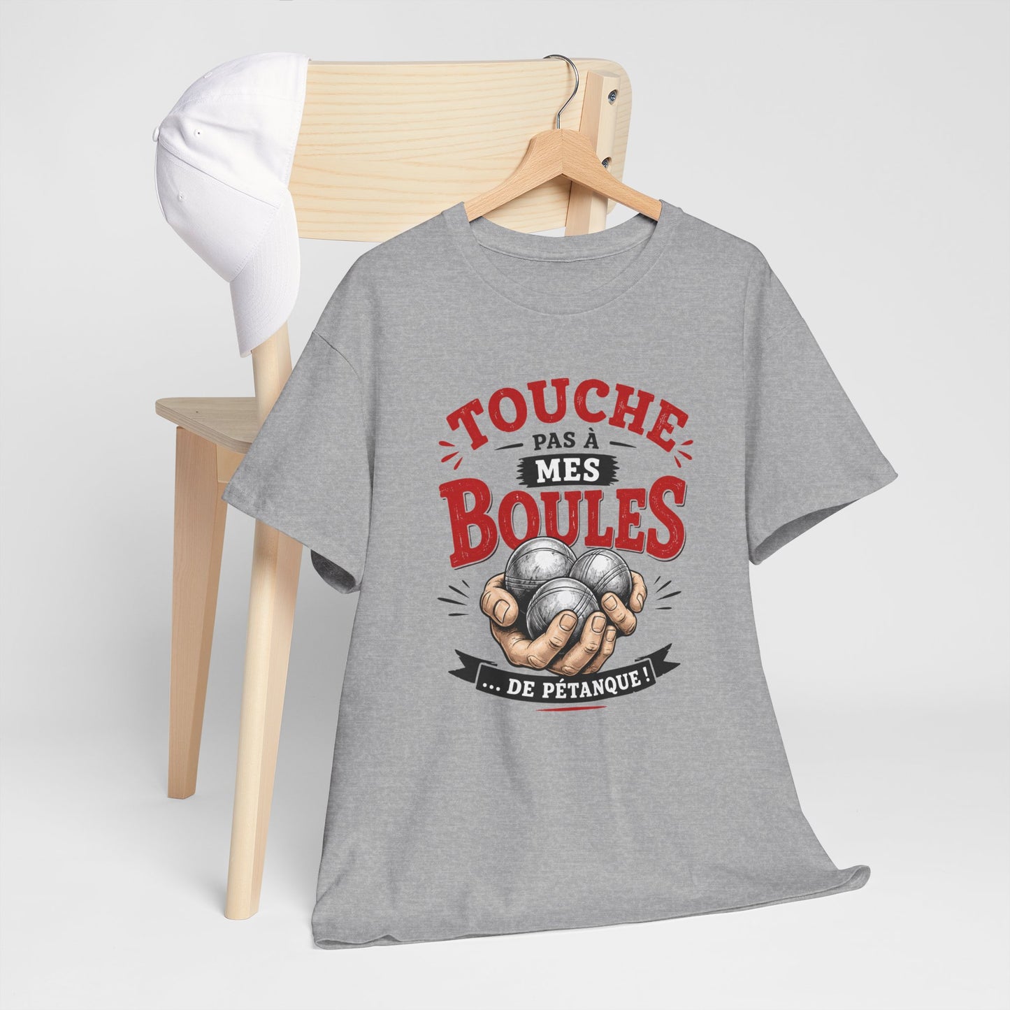 Tee-Shirt Touche Pas à Mes Boules de Pétanque – Cadeau Humour Pétanque Homme Femme Bouliste