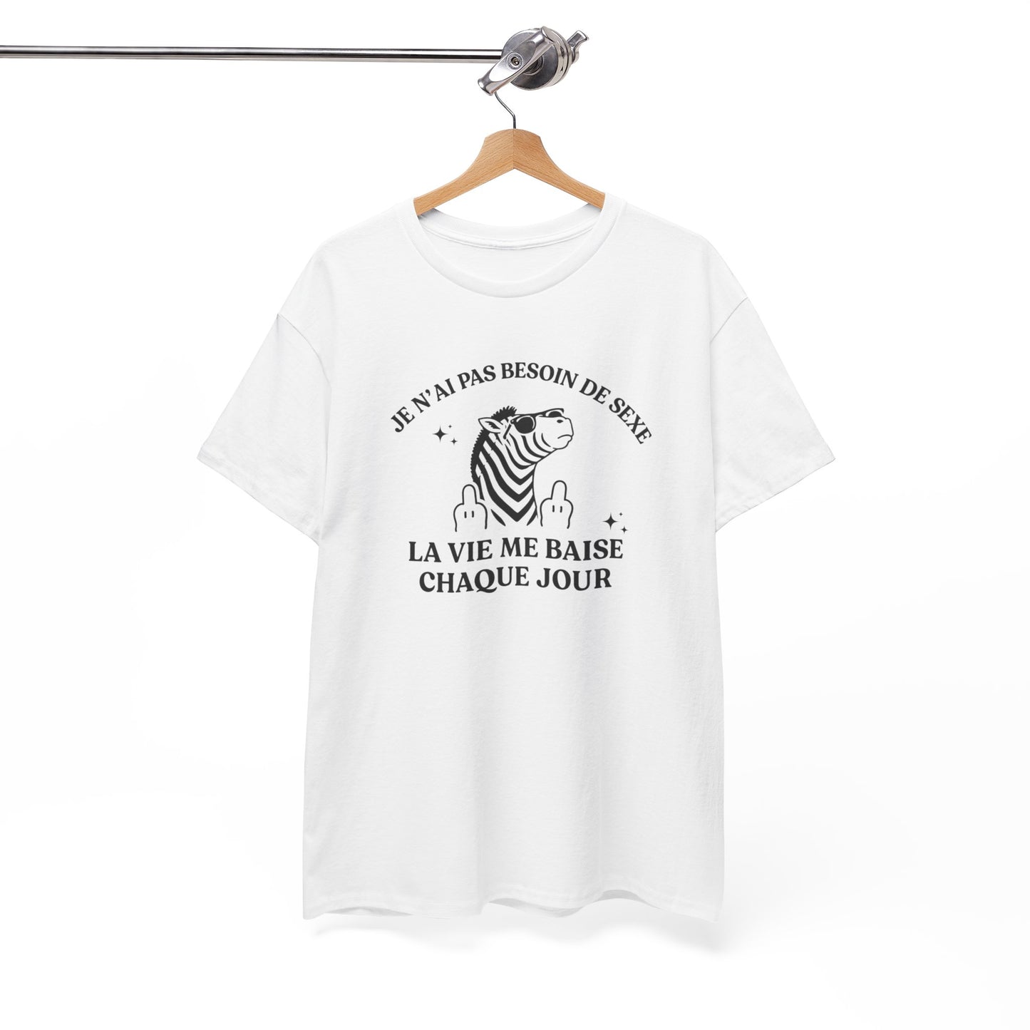 T-Shirt Humour Zèbre Homme Femme – Tee Shirt Message Drôle Vie Quotidienne – Cadeau Humour Sarcastique Noir Blanc Gris