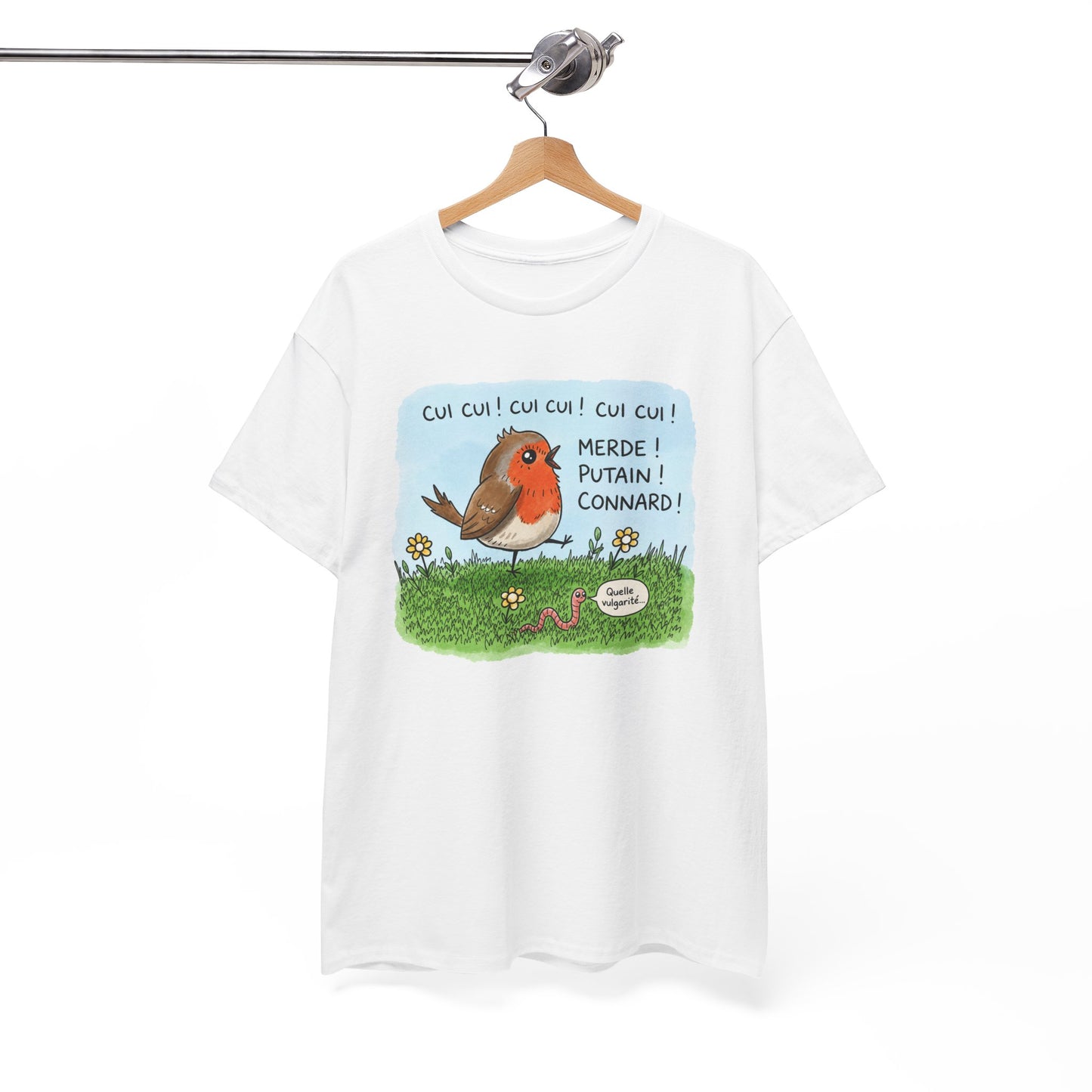 Tee-Shirt Oiseau Humour Décalé – Rouge-Gorge Amusant – Cadeau Humour Nature Homme Femme Adulte