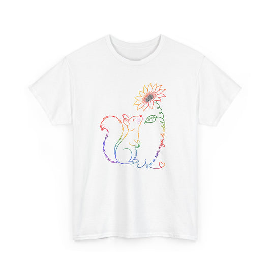 Tee Shirt Femme Écureuil Tournesol Multicolore Fleur Nature Animal Forêt Cadeau Original
