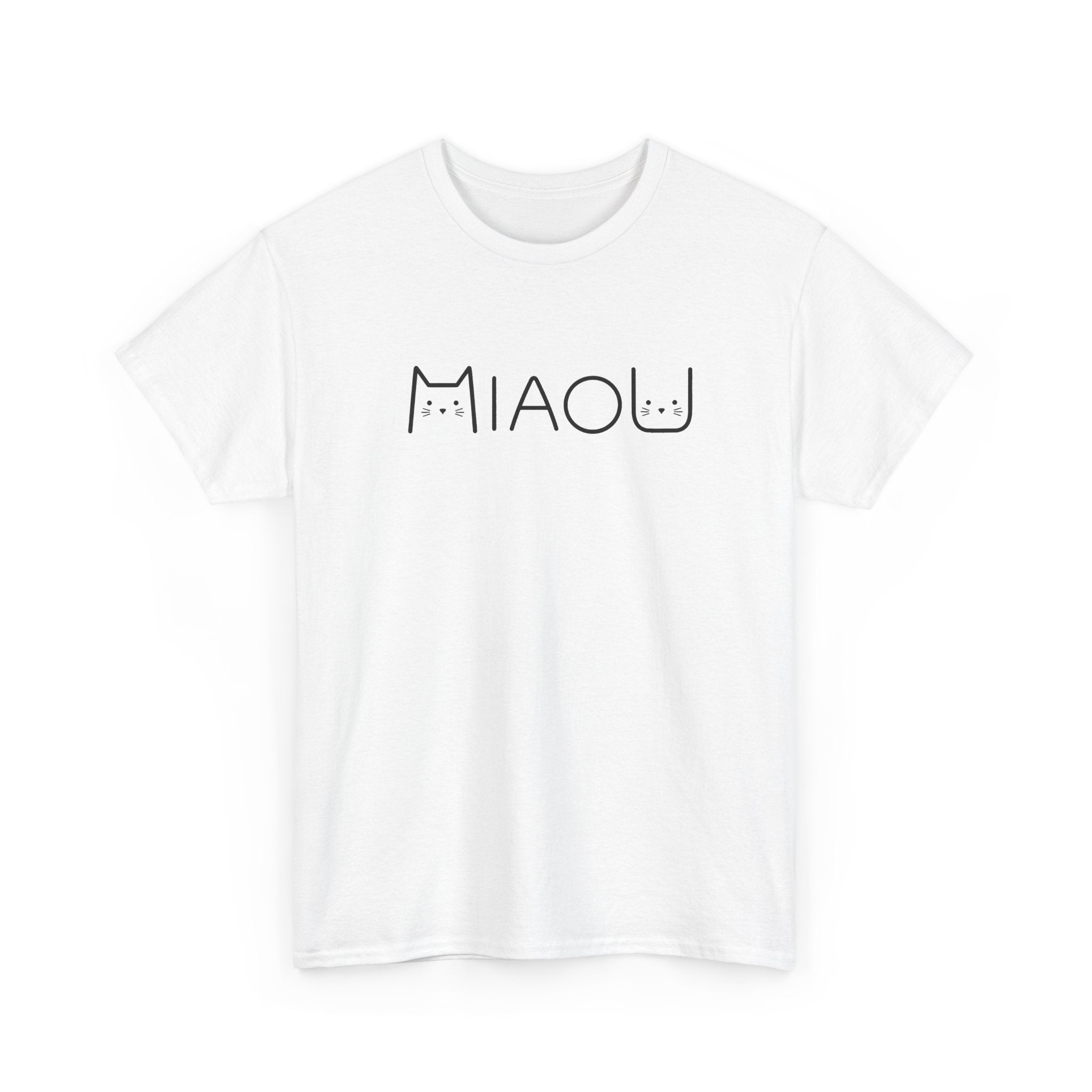 Tee Shirt Homme et Femme Chat Minimaliste Miaou Félin Amoureux des Chats Humour Design Original Cadeau