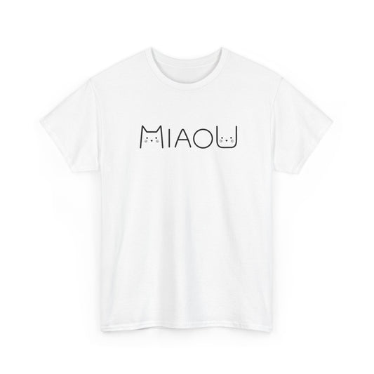 Tee Shirt Homme et Femme Chat Minimaliste Miaou Félin Amoureux des Chats Humour Design Original Cadeau