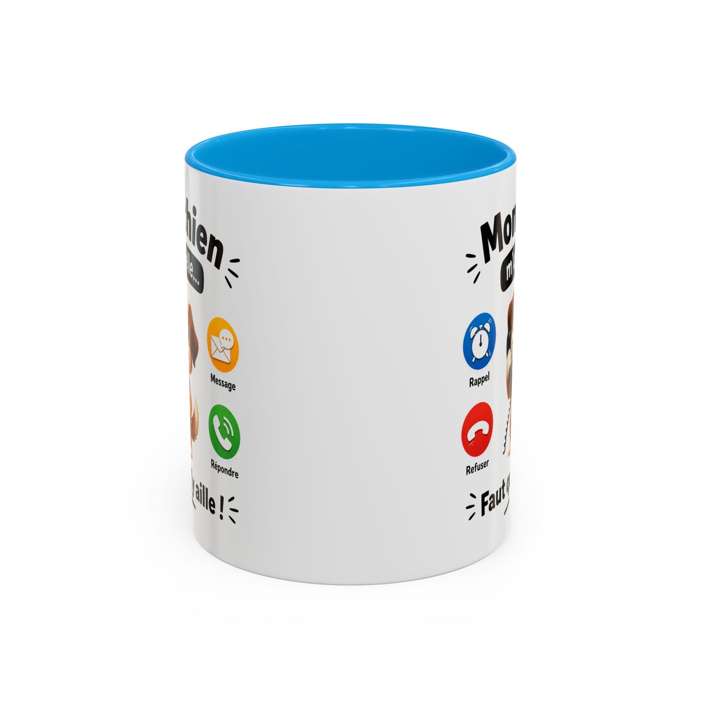 Tasse Mon Chien m’Appelle Faut que J’y Aille – Mug Humour Chien – Cadeau Femme Homme Amoureux des Chiens 325ml