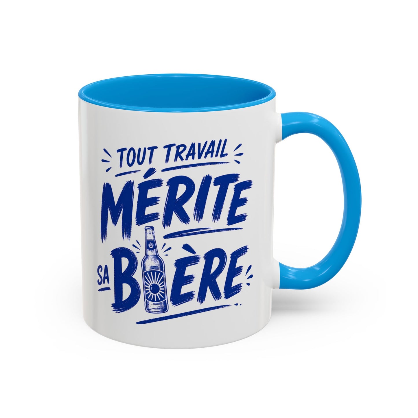 Mug Humour Homme Bière – Tasse “Tout Travail Mérite sa Bière” – Cadeau Original Collègue Travail Bière 325ml