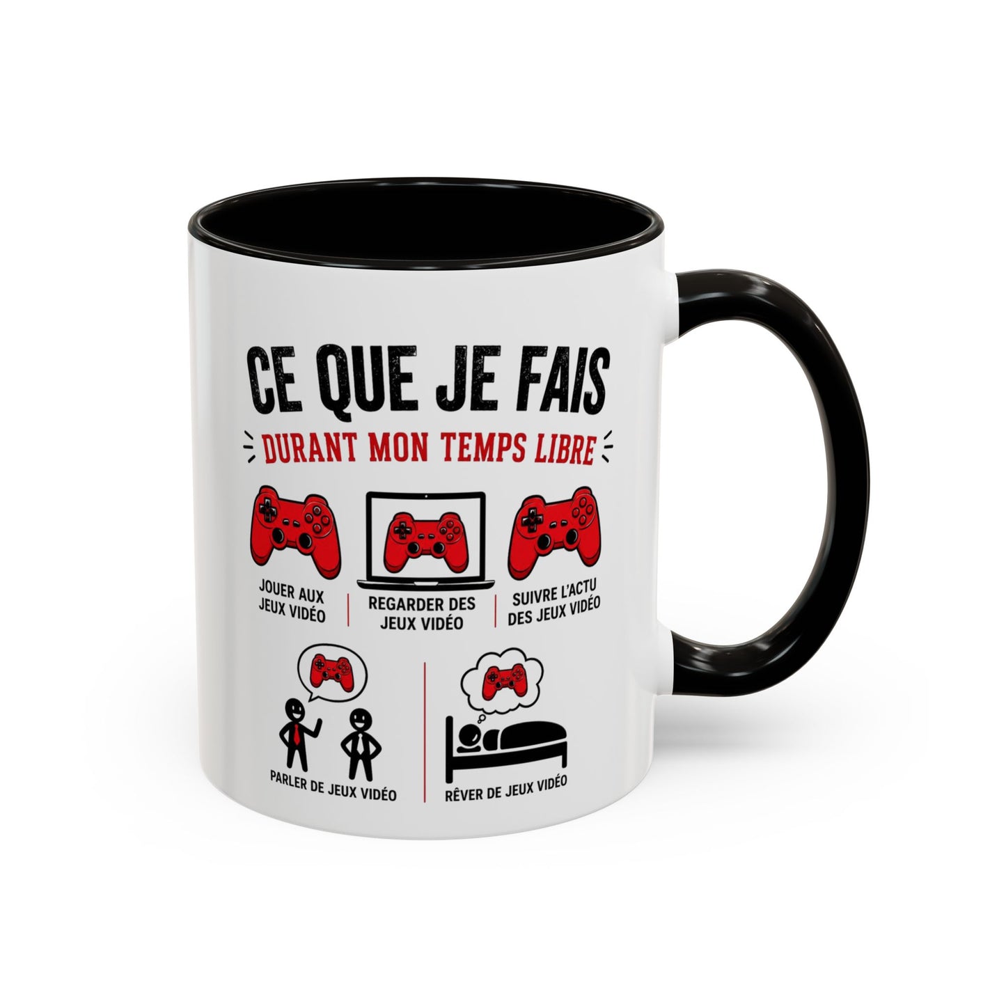 Mug Gamer Humour – Ce Que Je Fais Durant Mon Temps Libre – Tasse Jeux Vidéo Drôle Cadeau Original Céramique 325ml