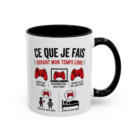 Mug Gamer Humour – Ce Que Je Fais Durant Mon Temps Libre – Tasse Jeux Vidéo Drôle Cadeau Original Céramique 325ml