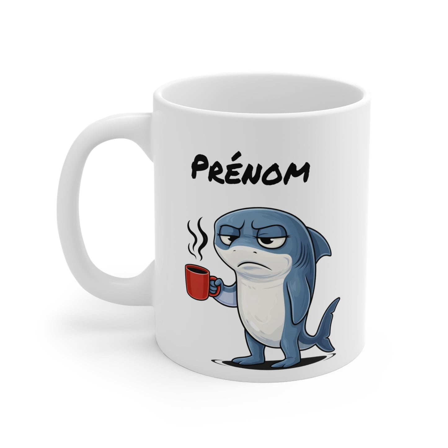 Mug Requin Fatigué Personnalisable 325ml – Tasse Café Humour Animal Drôle Mignon Réveil Difficile Cadeau