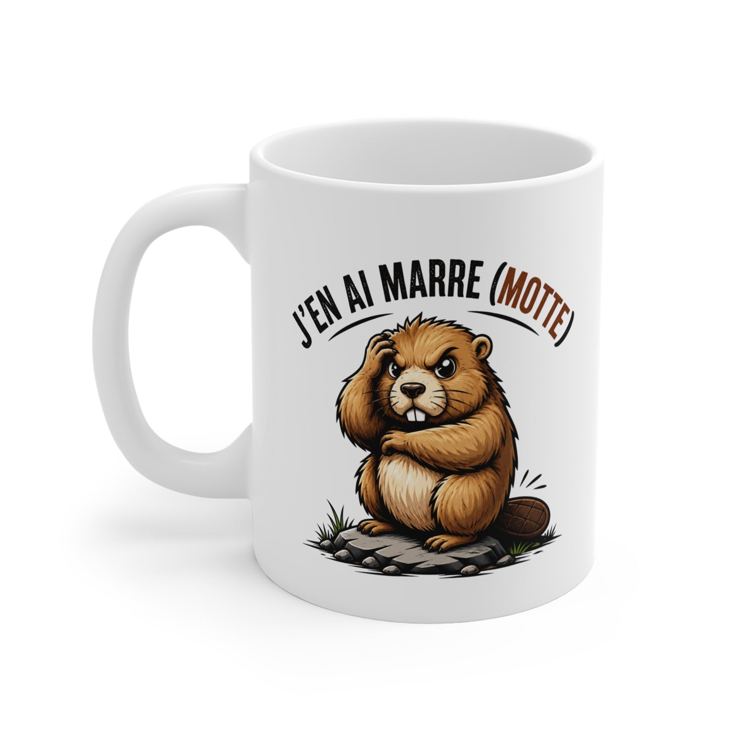 Mug J’en Ai Marre Motte – Tasse Humoristique avec Marmotte – Jeu de Mots Drôle – Idée Cadeau Originale Humour