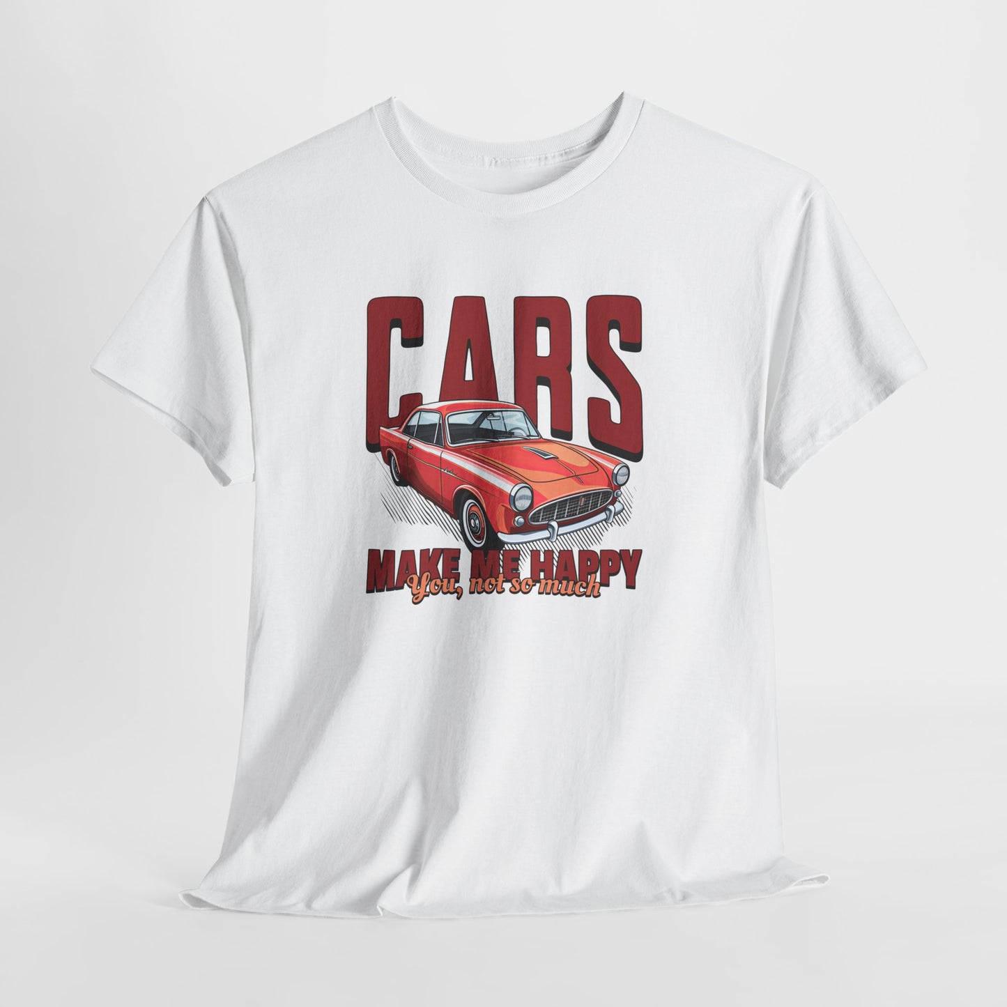 T-Shirt Cars Make Me Happy Homme Femme – Tee Shirt Voiture Vintage Humour – Cadeau Passion Automobile
